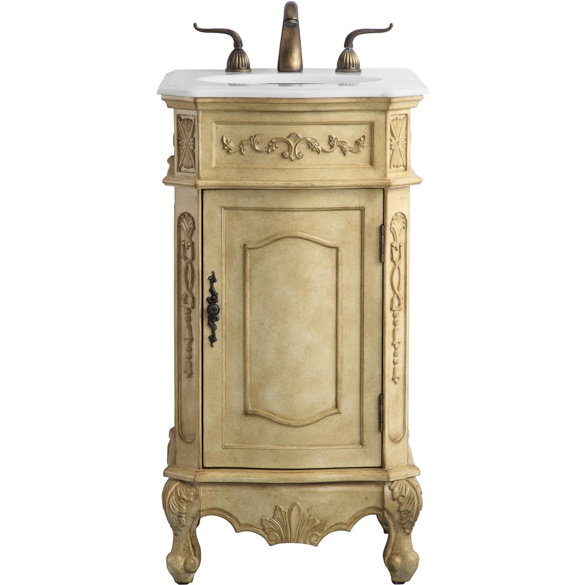VF10119AB-VW 24 in. Single Bathroom Vanity with Ivory White Engineered Marble, Antique Beige