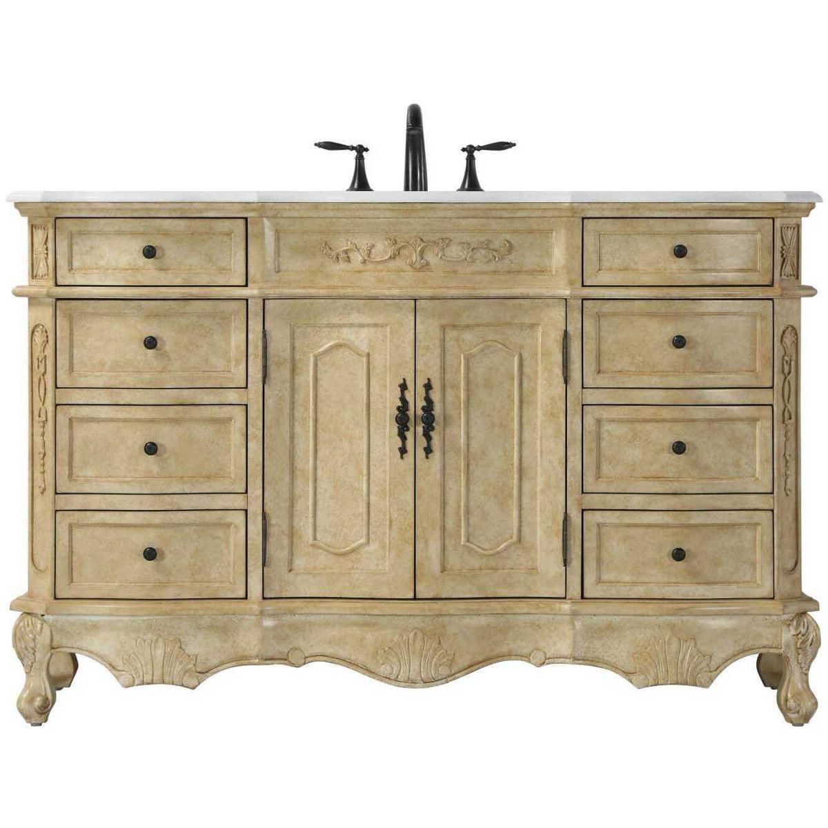 Elegant Lighting VF10154AB-VW Danville 54 X 36 inch Antique Beige Bathroom Vanity Cabinet