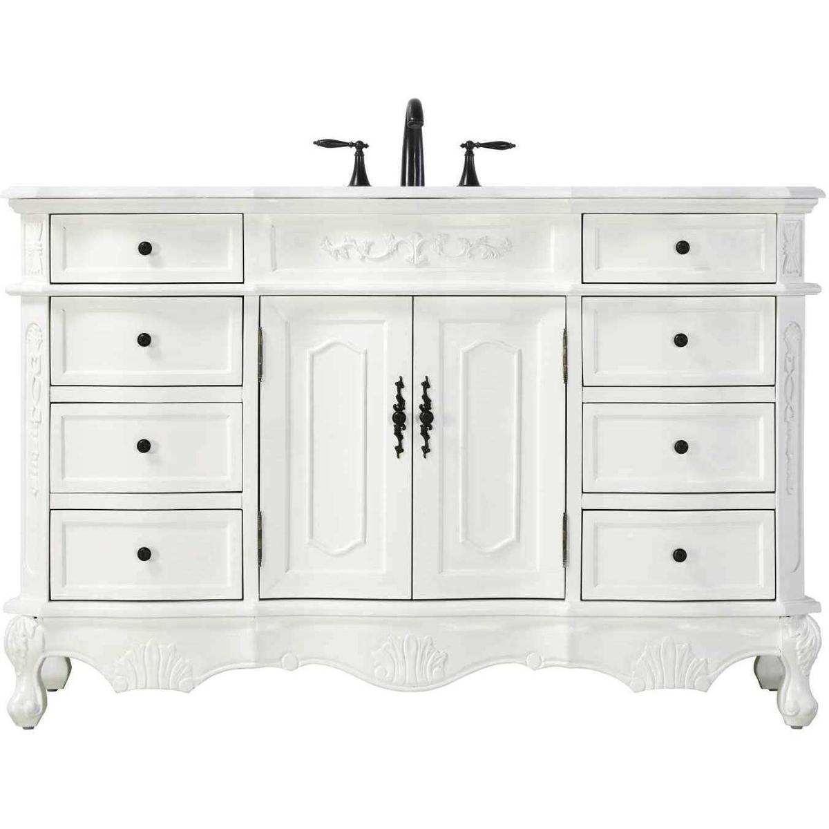 Elegant Lighting VF10154AW-VW Danville 54 X 36 inch Antique White Bathroom Vanity Cabinet