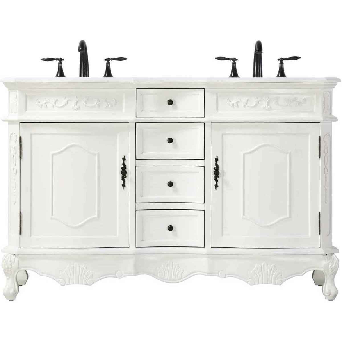 Elegant Lighting VF10154DAW-VW Danville 54 X 36 inch Antique White Bathroom Vanity Cabinet
