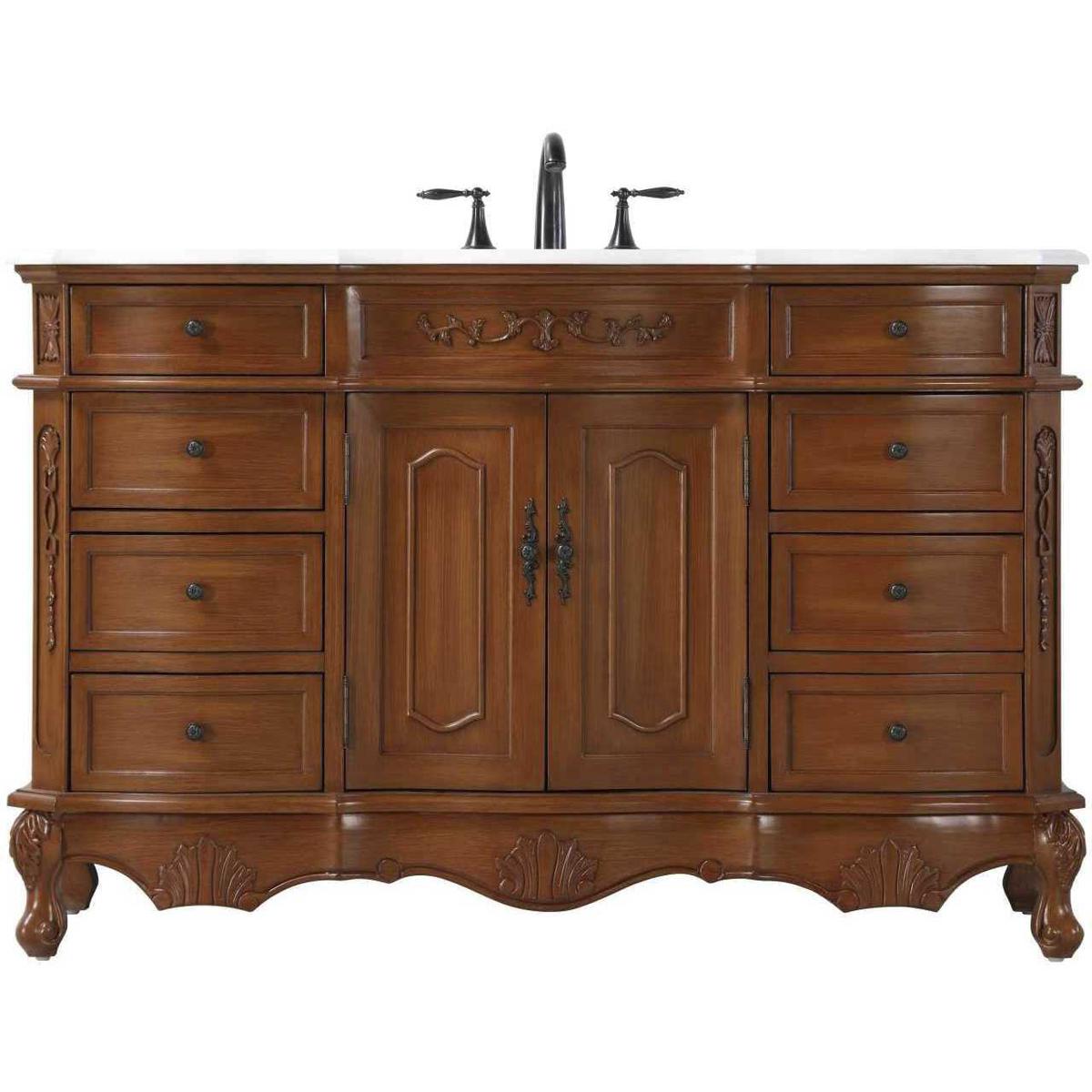 Elegant Lighting VF10154TK-VW Danville 54 X 36 inch Teak Bathroom Vanity Cabinet