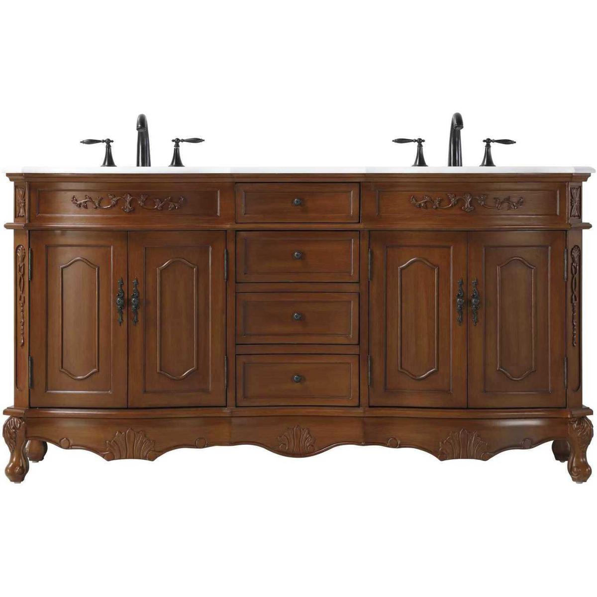 Elegant Lighting VF10166DTK-VW Danville 66 X 36 inch Teak Bathroom Vanity Cabinet
