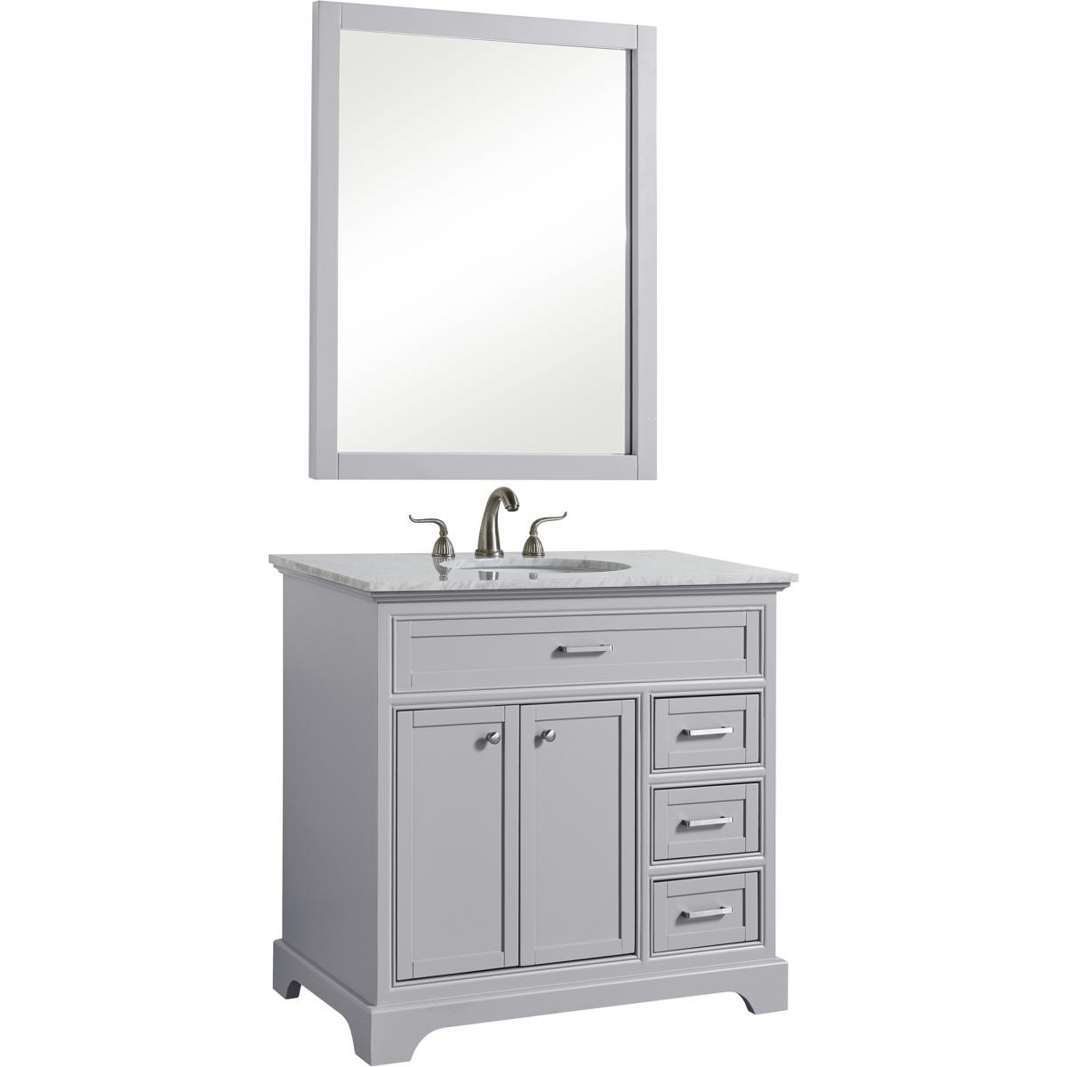Elegant Lighting VF15036GR Americana 36 X 35 inch Light Grey with Carrara White Marble Vanity Set in Gray