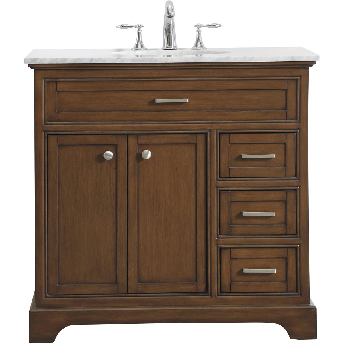Elegant Lighting VF15036TK Americana 36 X 35 inch Teak with Carrara White Marble Vanity Set
