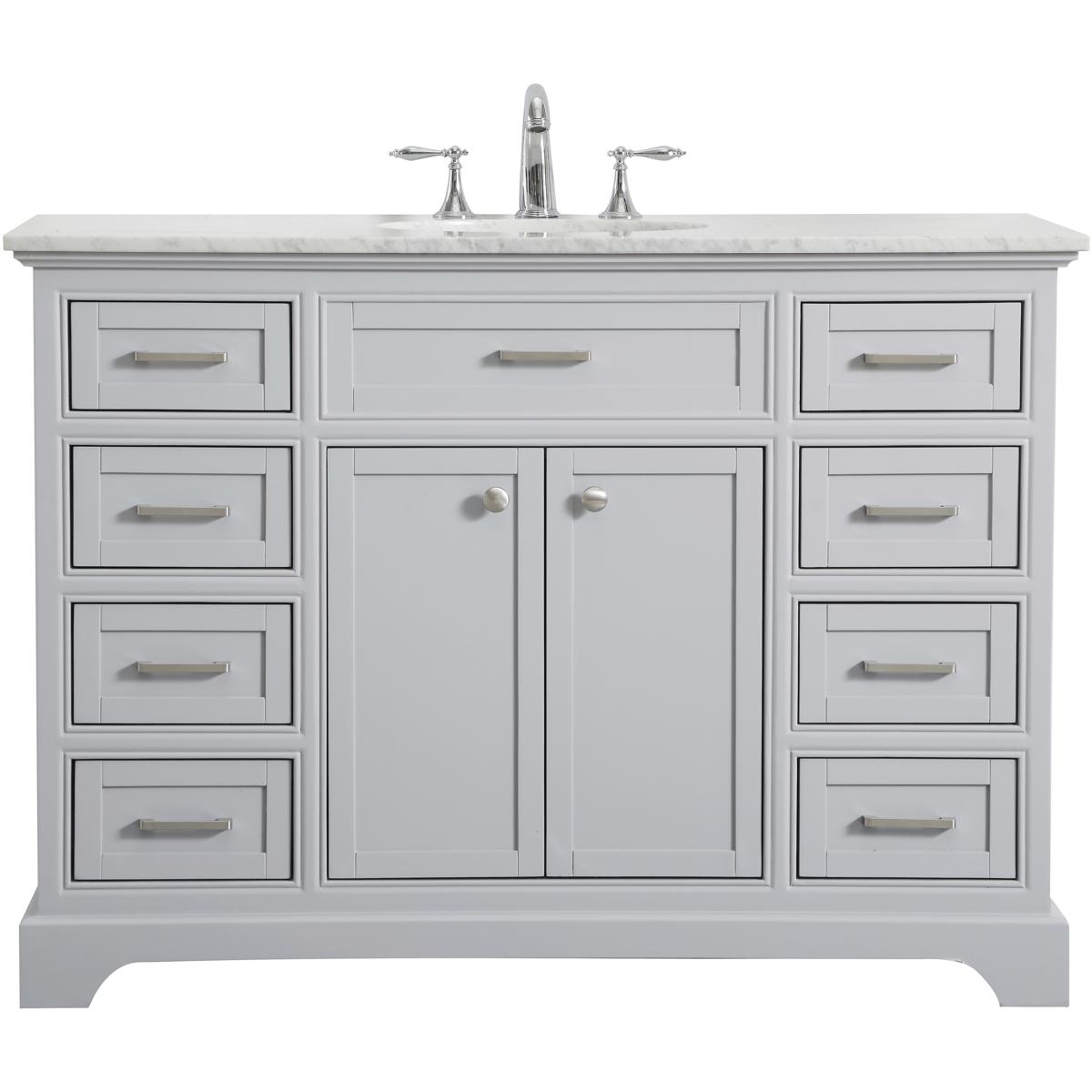 Elegant Lighting VF15048GR Americana 48 X 35 inch Light Grey with Carrara White Marble Vanity Set in Gray