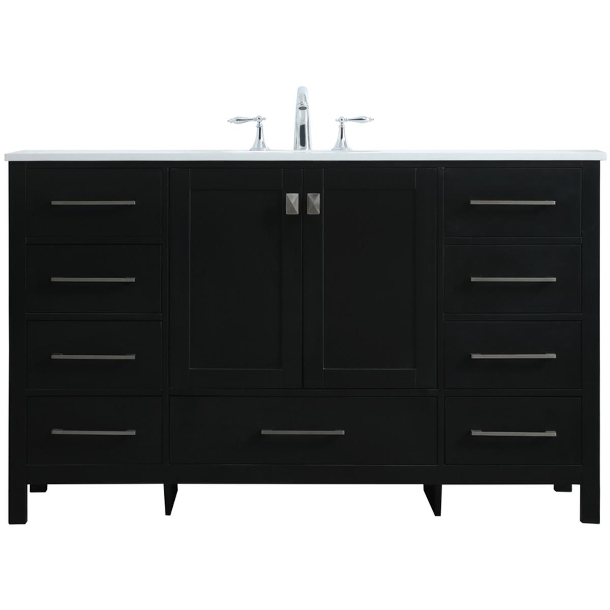 Elegant Lighting VF18854BK Irene 54 X 22 X 34 inch Black Vanity Sink Set