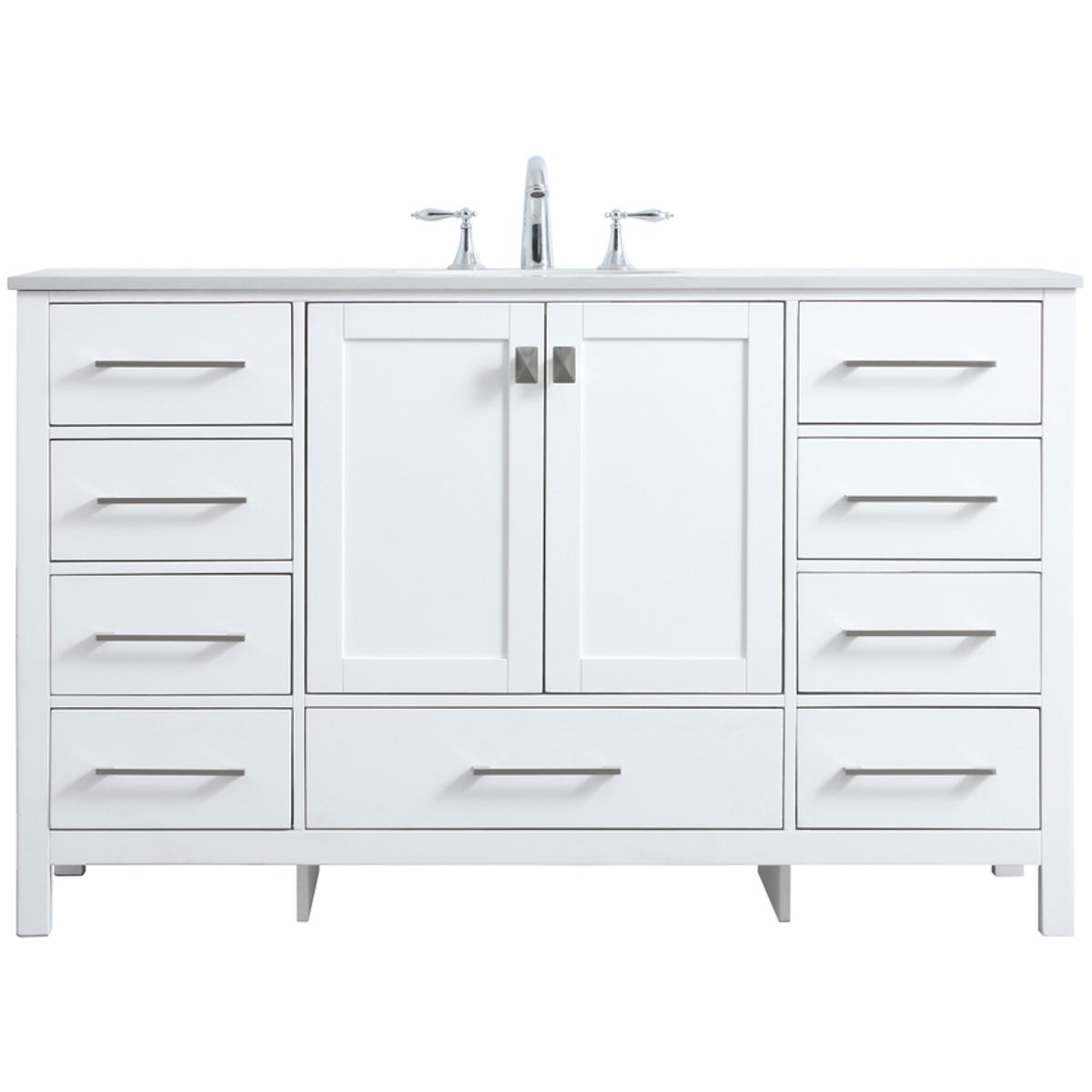 Elegant Lighting VF18854WH Irene 54 X 22 X 34 inch White Vanity Sink Set