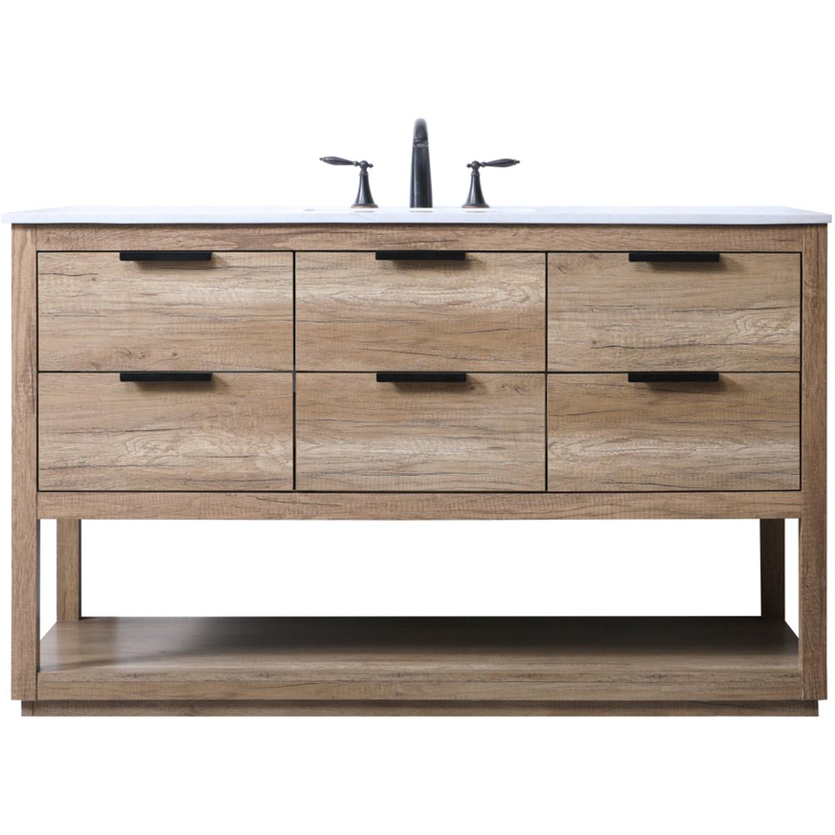 Elegant Lighting VF19254NT Larkin 54 X 22 X 34 inch Natural Oak Vanity Sink Set