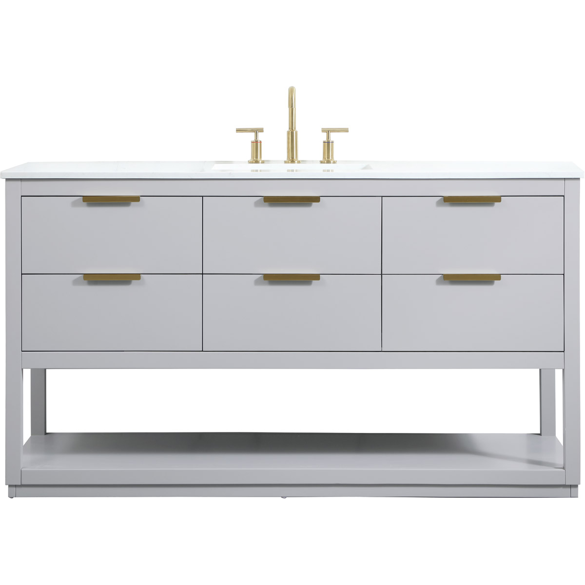 Elegant Lighting VF19260GR Larkin 60 X 22 X 34 inch Grey Vanity Sink Set in 1
