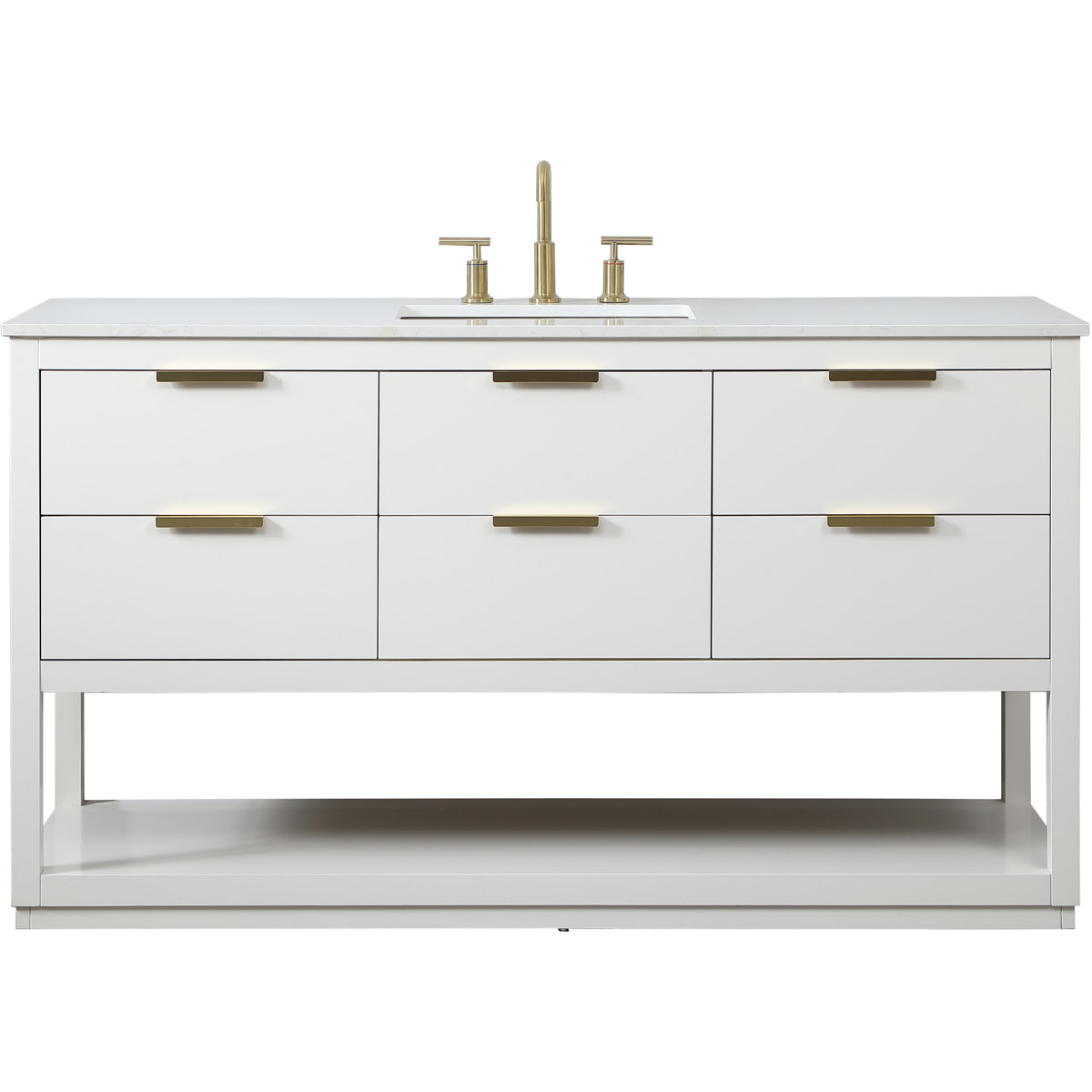 Elegant Lighting VF19260WH Larkin 60 X 22 X 34 inch White Vanity Sink Set in 1