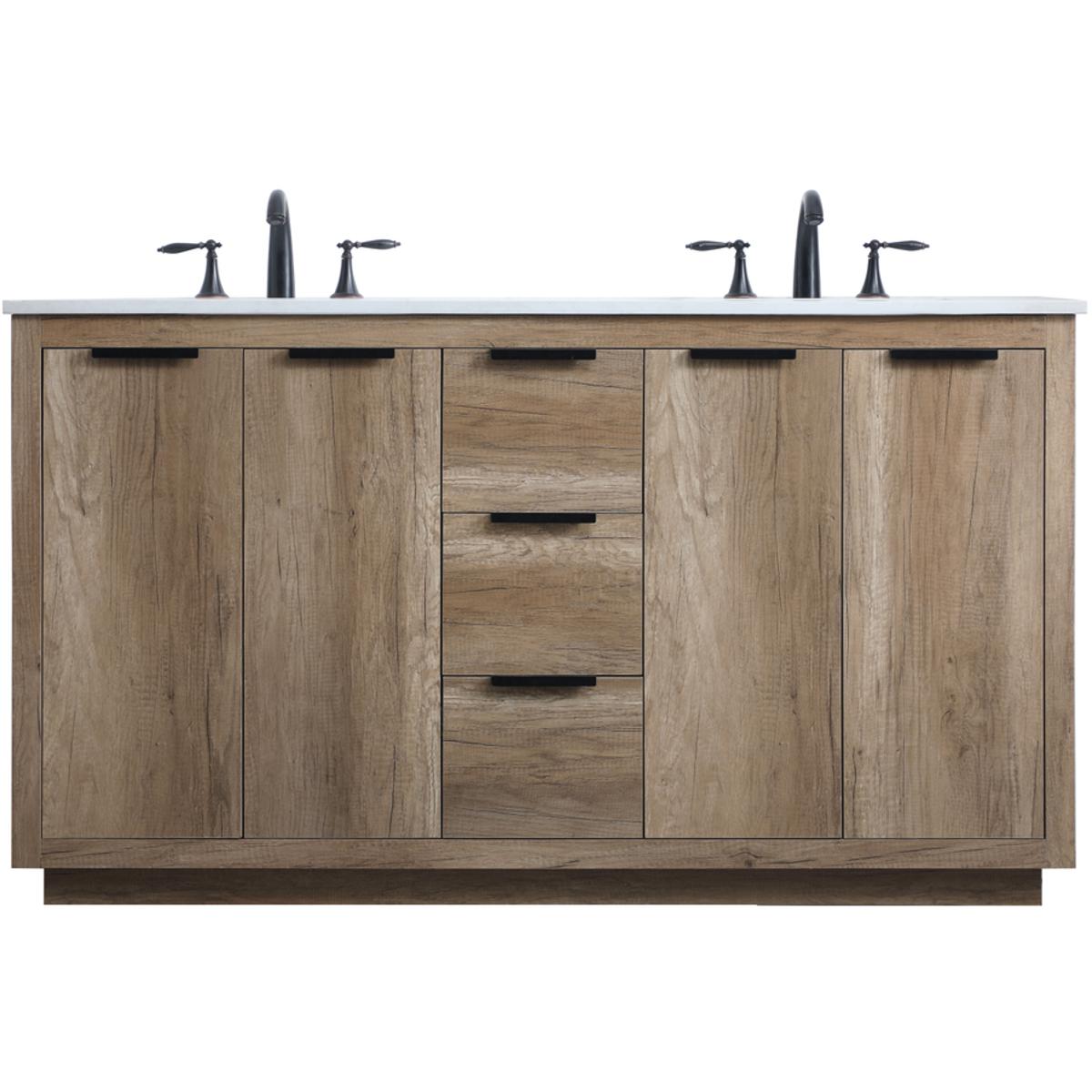 Elegant Lighting VF19460DNT Blake 60 X 22 X 34 inch Natural Oak Vanity Sink Set