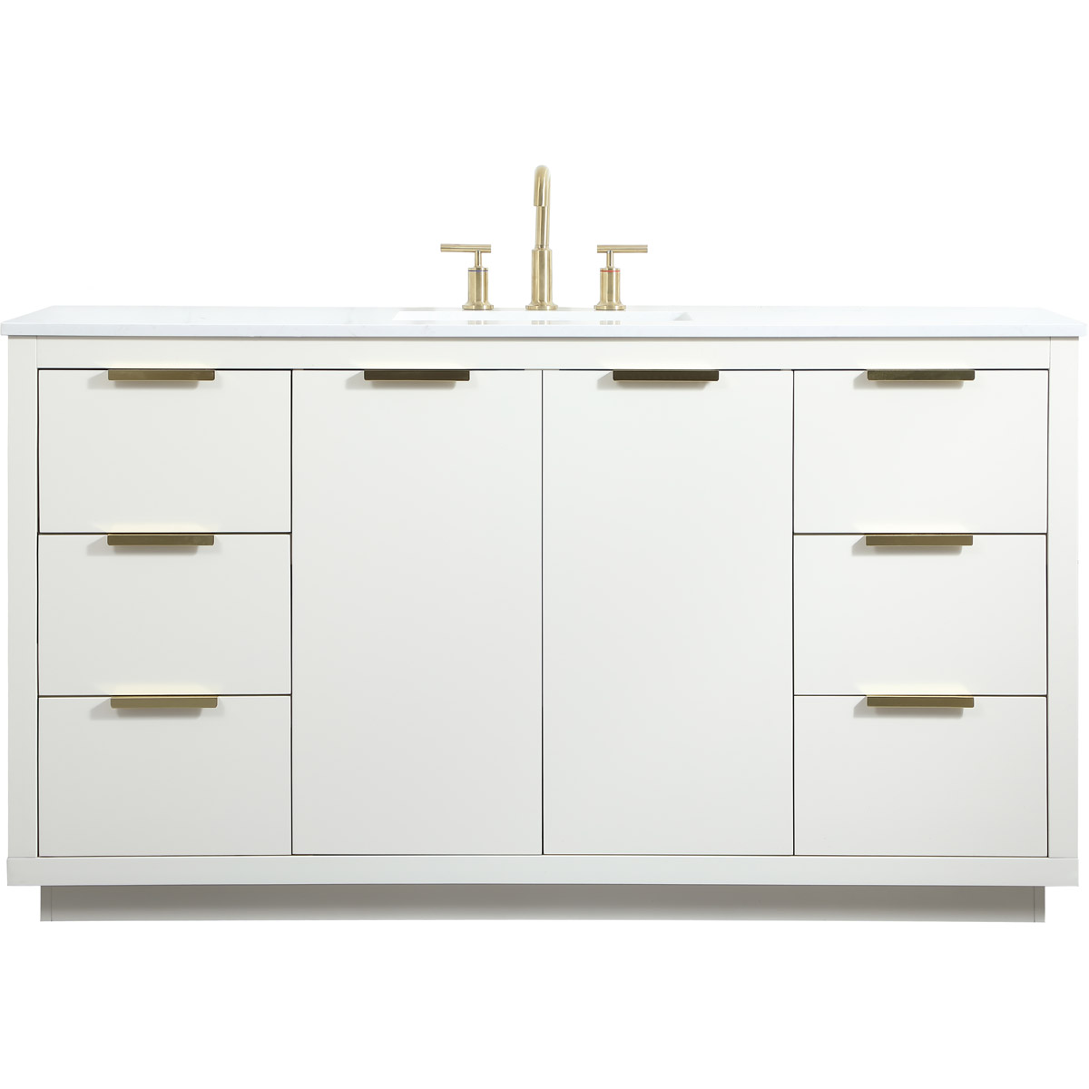 Elegant Lighting VF19460WH Blake 60 X 22 X 34 inch White Vanity Sink Set in 1