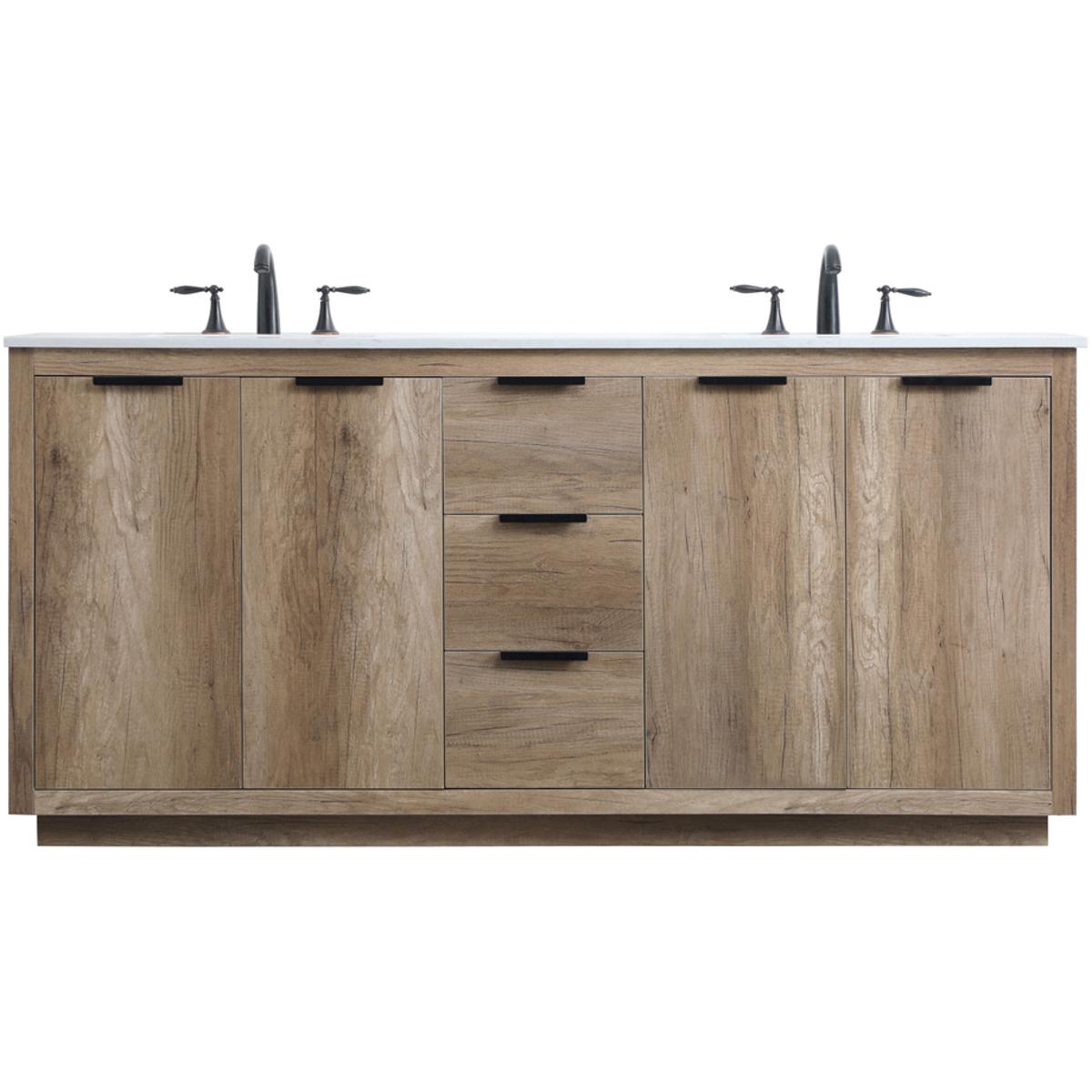 Elegant Lighting VF19472DNT Blake 72 X 22 X 34 inch Natural Oak Vanity Sink Set