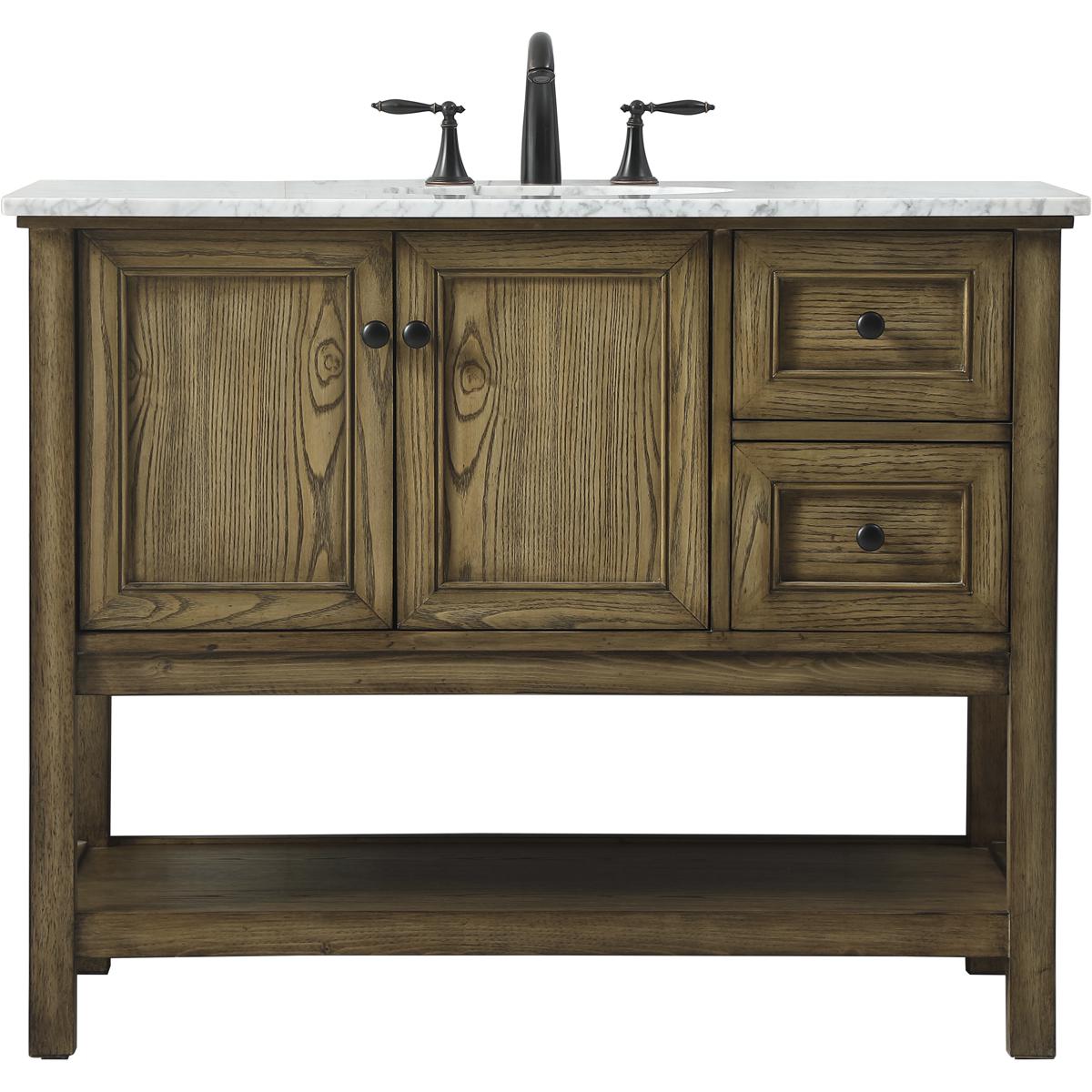 Elegant Lighting VF27042DW Metropolis 42 X 22 X 34 inch Driftwood Vanity Sink Set in Dark Walnut