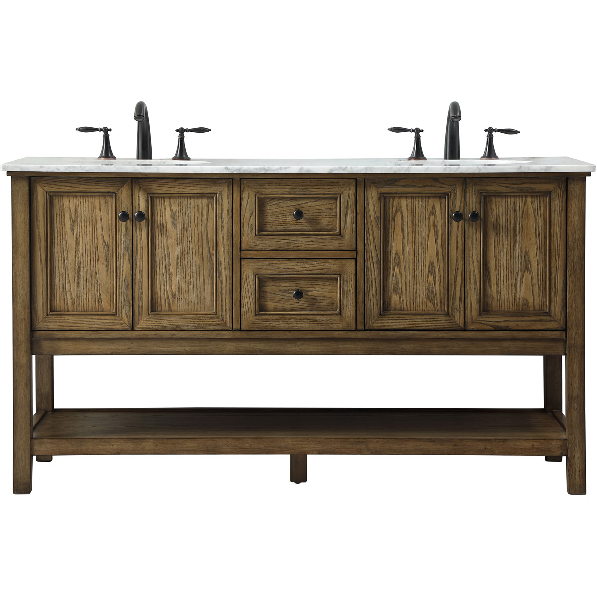 Elegant Lighting VF27060DDW Metropolis 60 X 22 X 34 inch Driftwood Vanity Sink Set in Dark Walnut