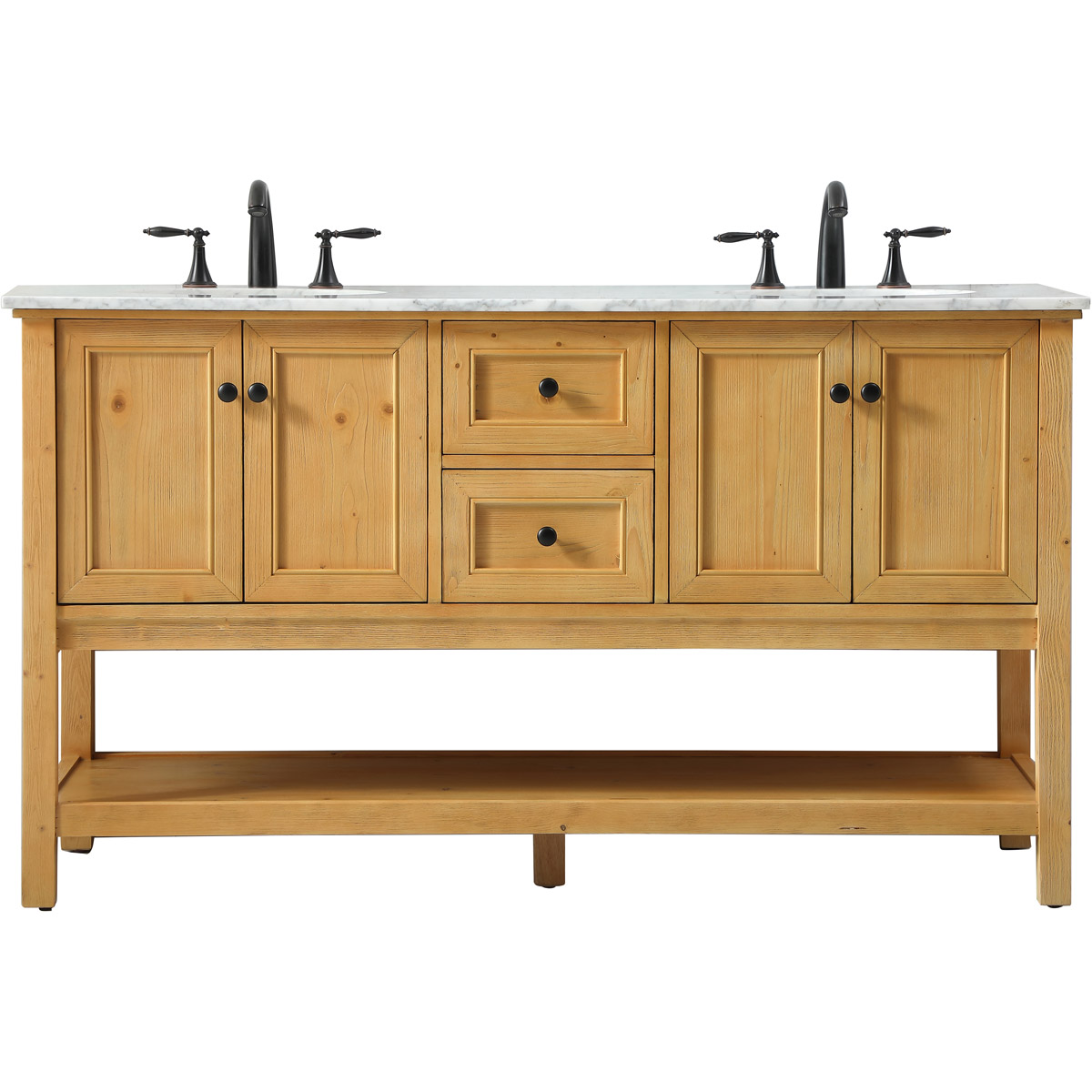 Elegant Lighting VF27060DNW Metropolis 60 X 22 X 34 inch Natural Wood Vanity Sink Set