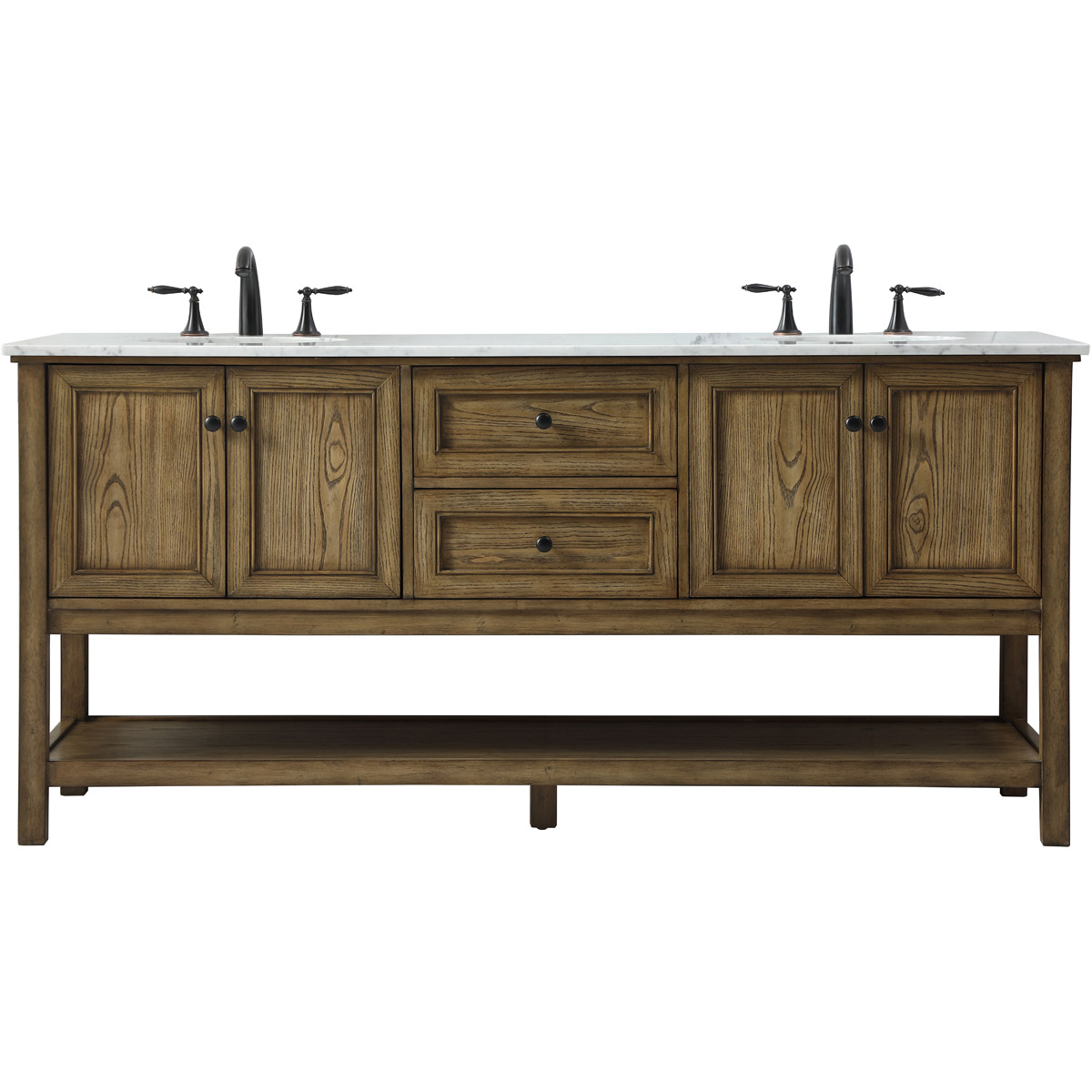 Elegant Lighting VF27072DDW Metropolis 72 X 22 X 34 inch Driftwood Vanity Sink Set in Dark Walnut