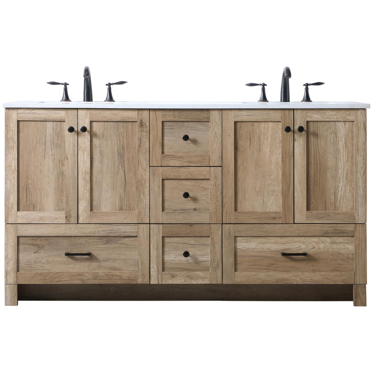 Elegant Lighting VF2860DNT Soma 60 X 19 X 34 inch Natural Oak Vanity Sink Set in 2