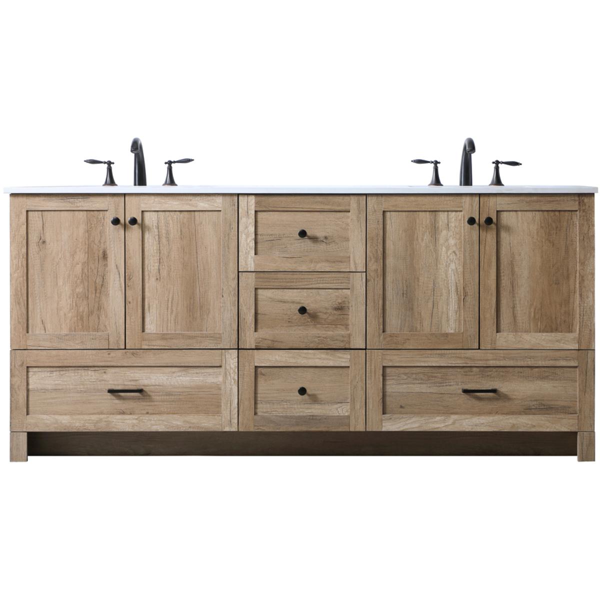 Elegant Lighting VF2872DNT Soma 72 X 19 X 34 inch Natural Oak Vanity Sink Set