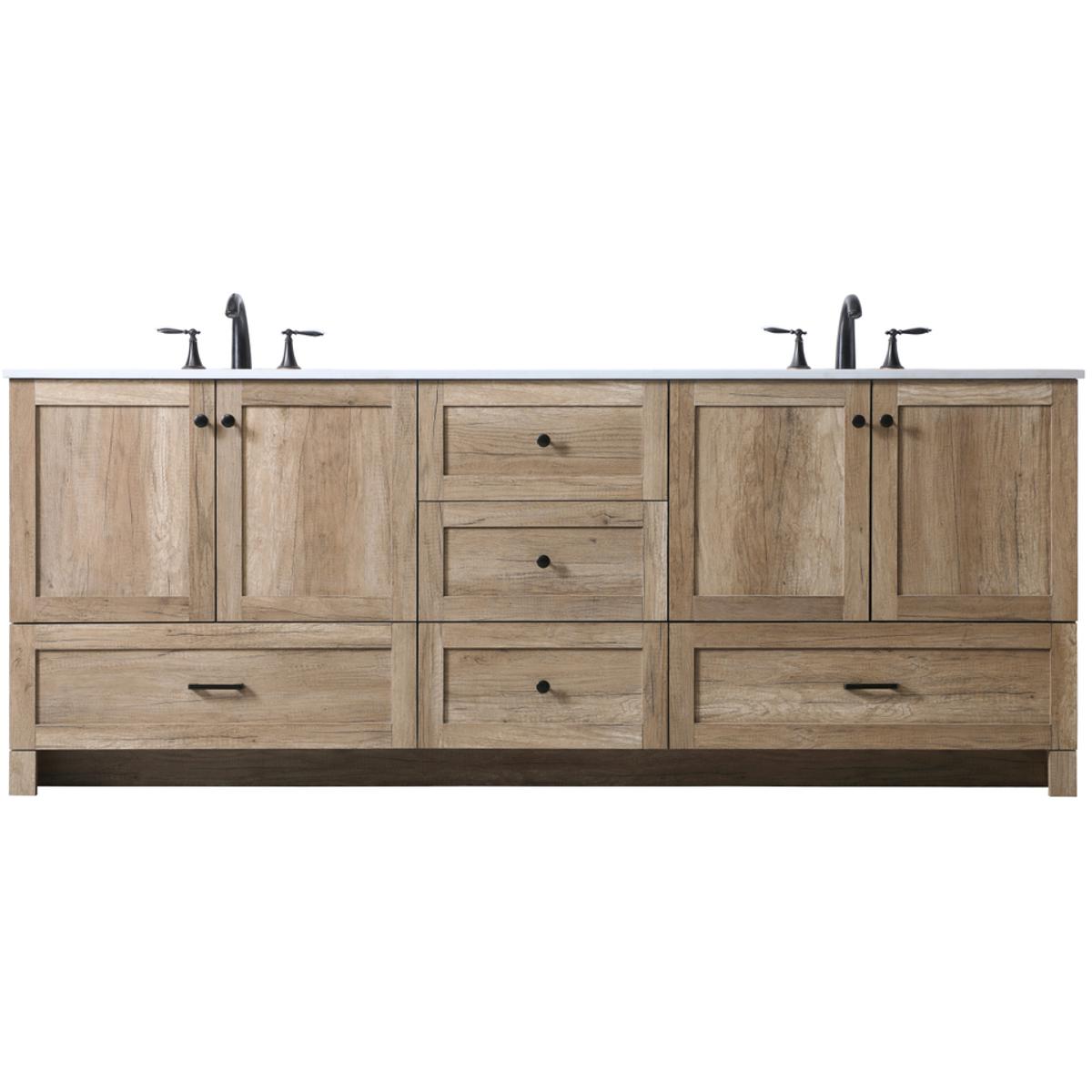 Elegant Lighting VF2884DNT Soma 84 X 19 X 34 inch Natural Oak Vanity Sink Set