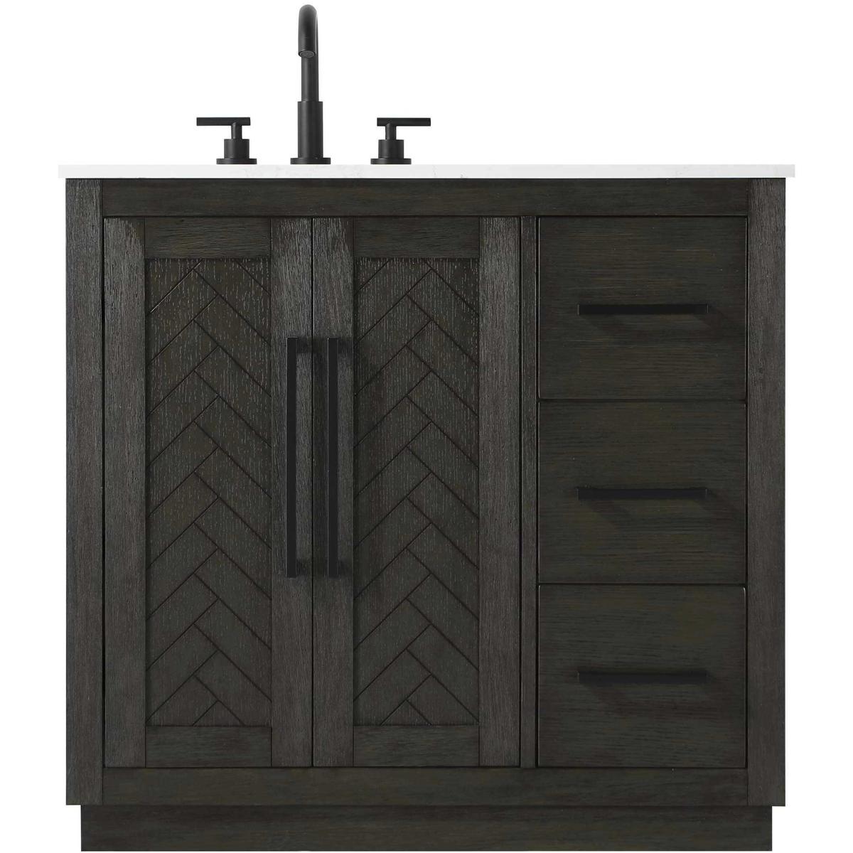 Elegant Lighting VF29036CO Chase 36 X 34 inch Chocolate Oak Bathroom Vanity Cabinet