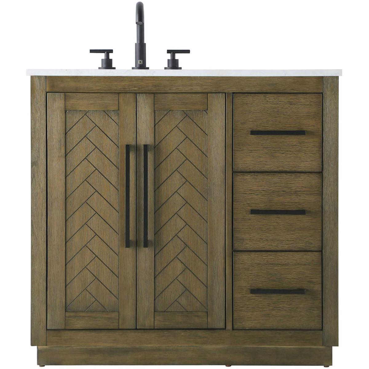 Elegant Lighting VF29036HO Chase 36 X 34 inch Hazel Oak Bathroom Vanity Cabinet