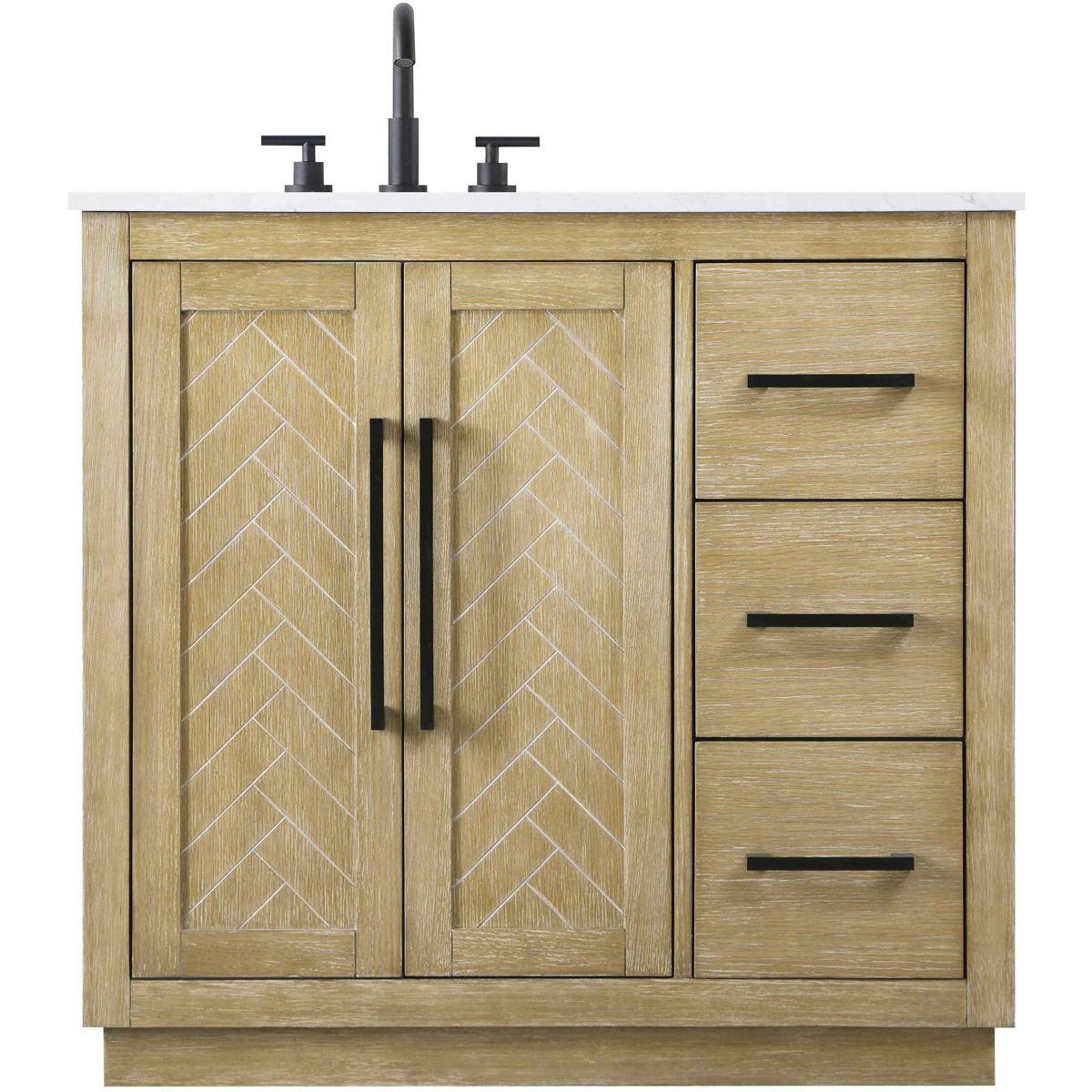 Elegant Lighting VF29036LO Chase 36 X 34 inch Linen Oak Bathroom Vanity Cabinet