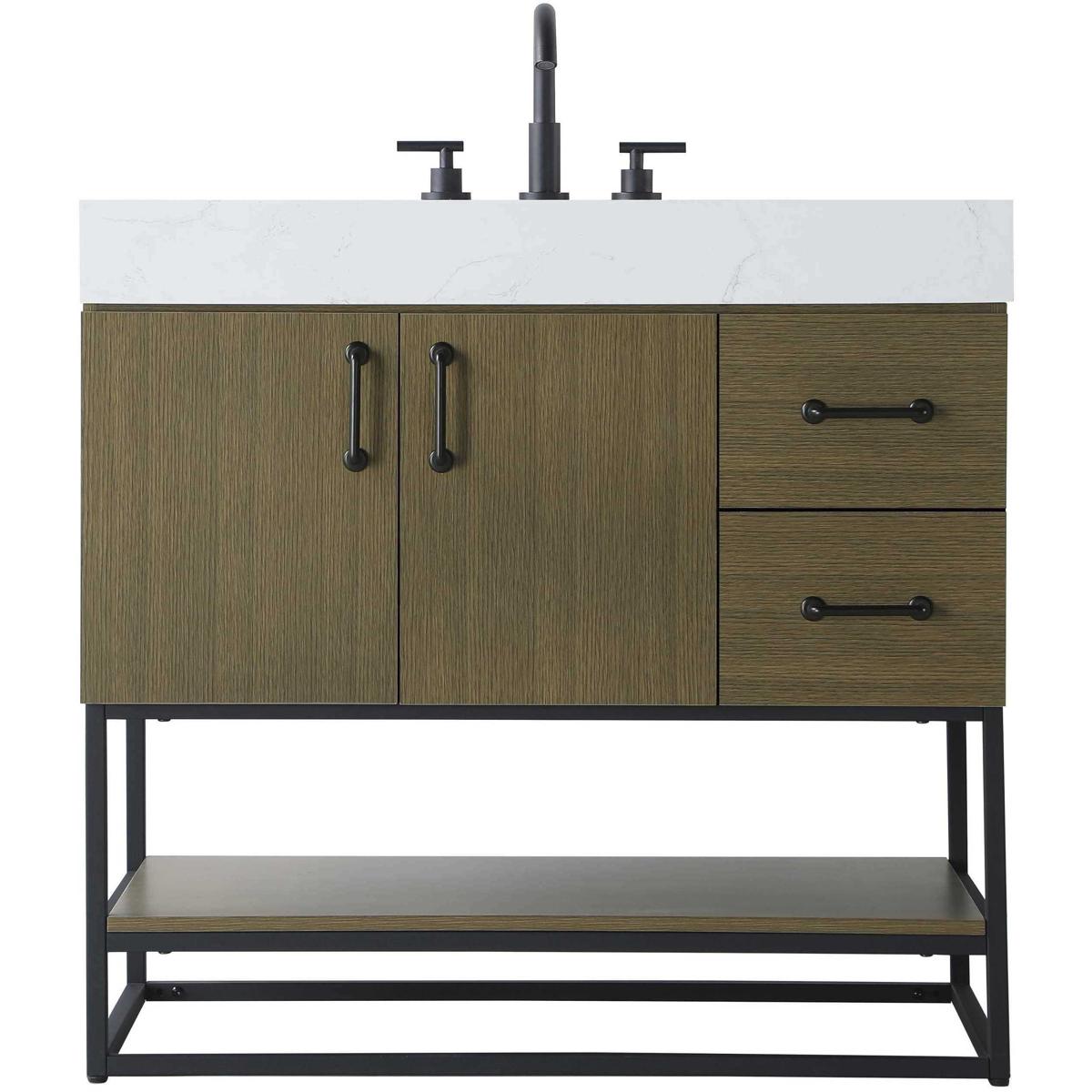 Elegant Lighting VF29236MCB Caroline 36 X 34 inch Chestnut Brown Bathroom Vanity Cabinet