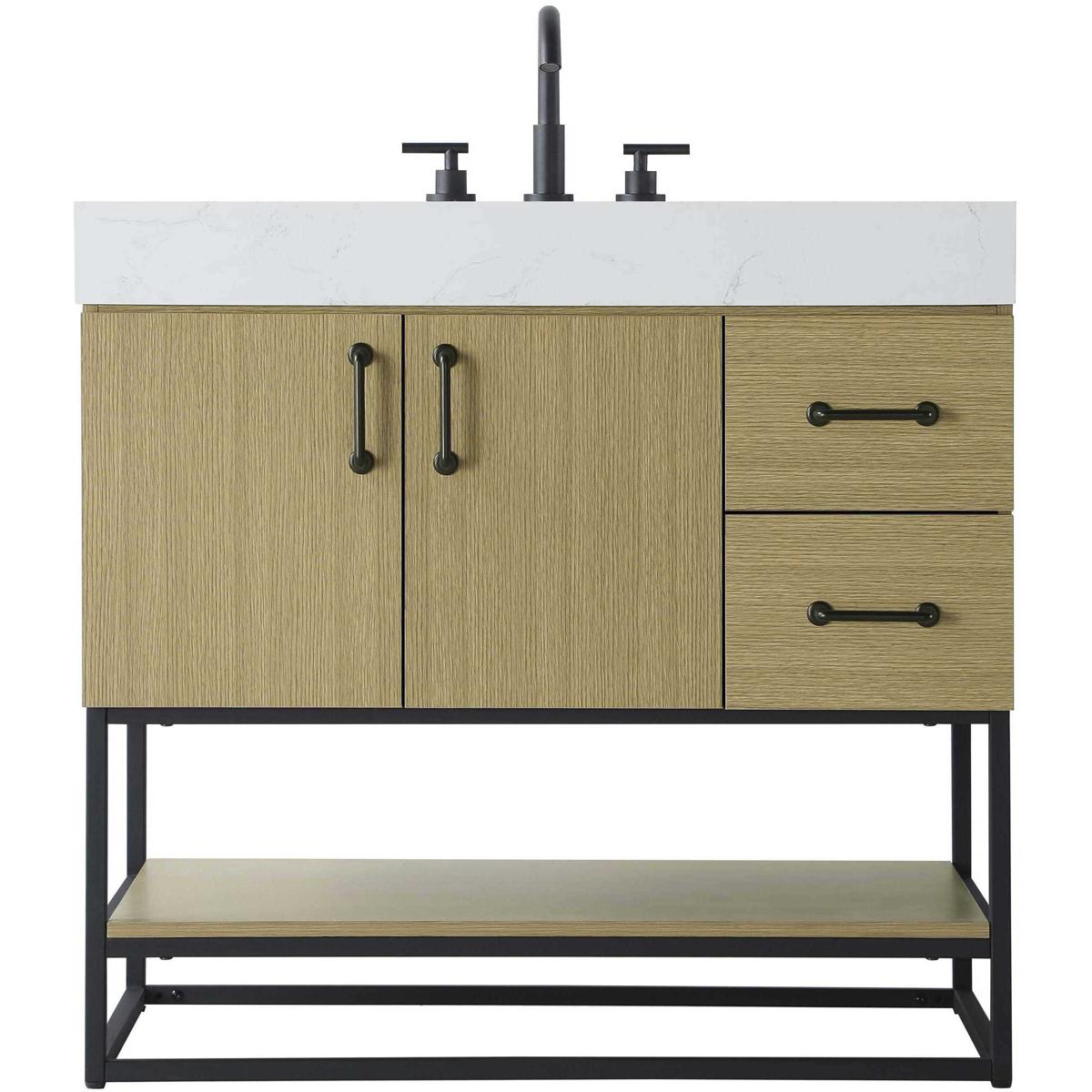 Elegant Lighting VF29236MHB Caroline 36 X 34 inch Honey Brown Bathroom Vanity Cabinet