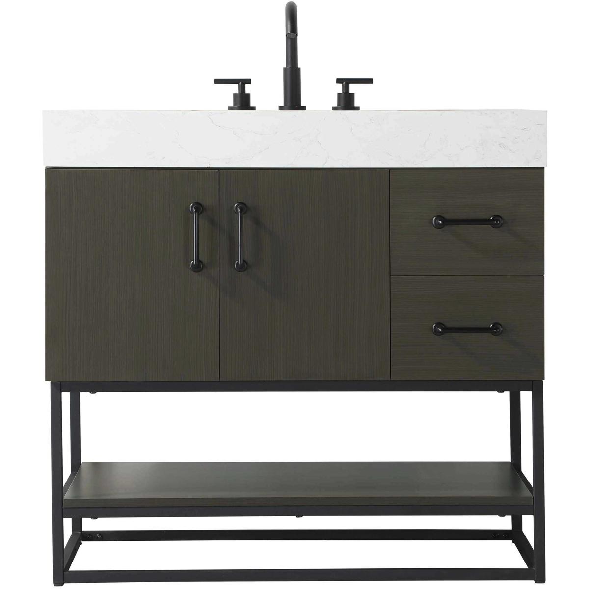 Elegant Lighting VF29236MMB Caroline 36 X 34 inch Mocha Brown Bathroom Vanity Cabinet