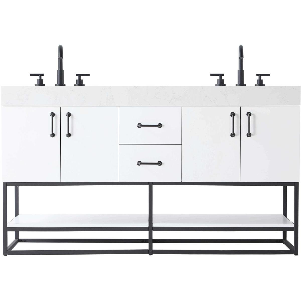 Elegant Lighting VF29260DWH Caroline 60 X 34 inch White Bathroom Vanity Cabinet