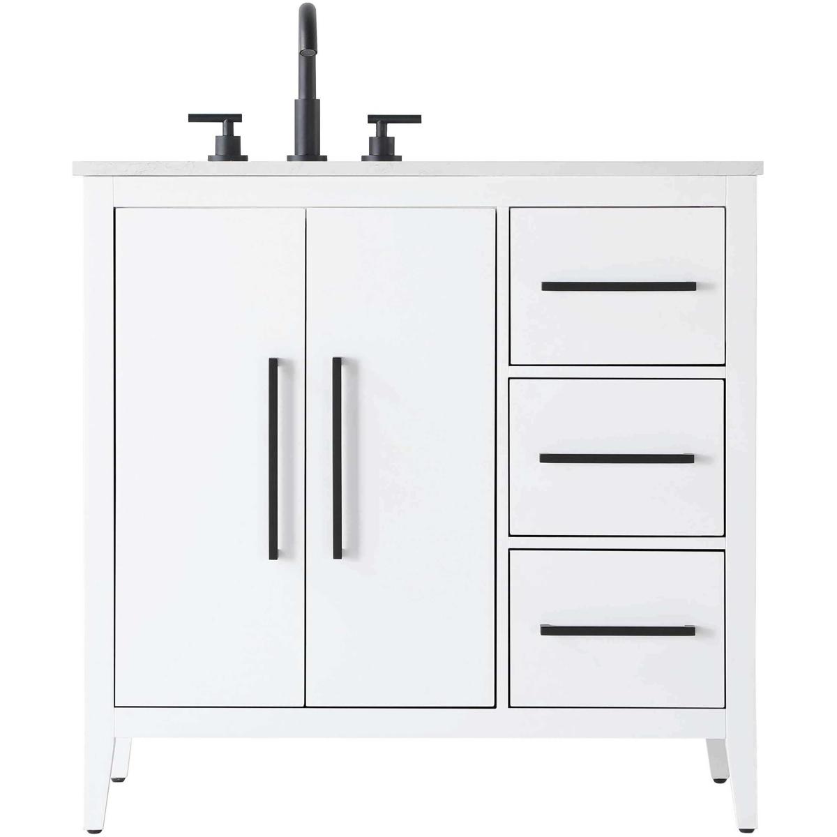 Elegant Lighting VF29336WH Millie 36 X 35 inch White Bathroom Vanity Cabinet