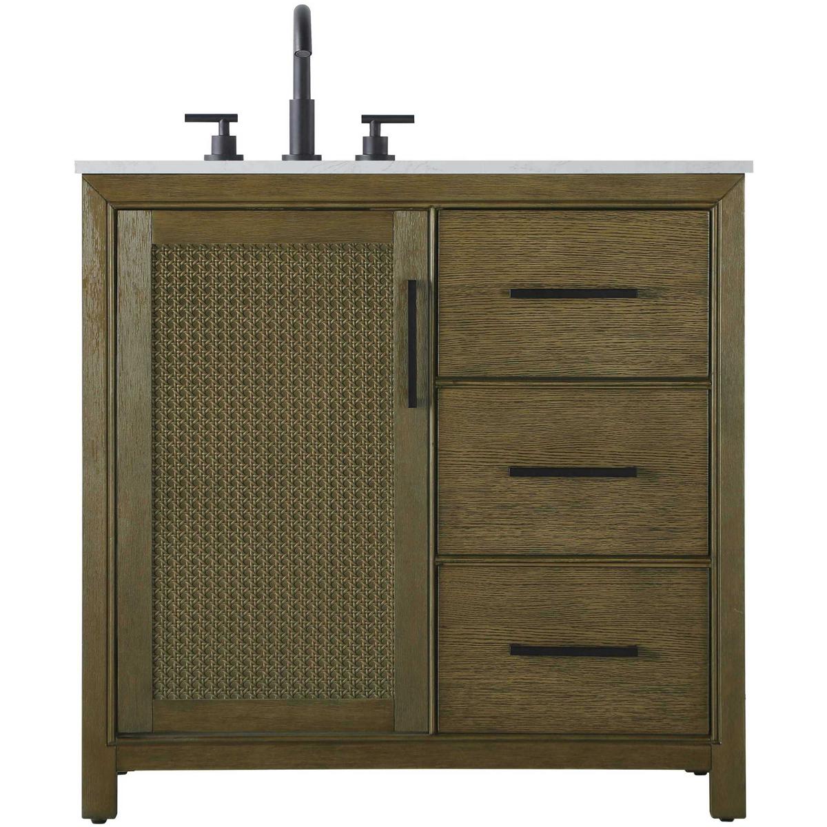 Elegant Lighting VF29536HO Alina 36 X 34 inch Hazel Oak Bathroom Vanity Cabinet