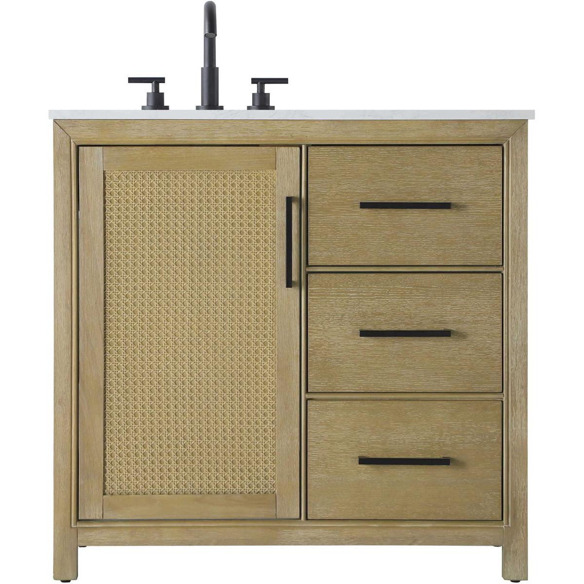 Elegant Lighting VF29536LO Alina 36 X 34 inch Linen Oak Bathroom Vanity Cabinet