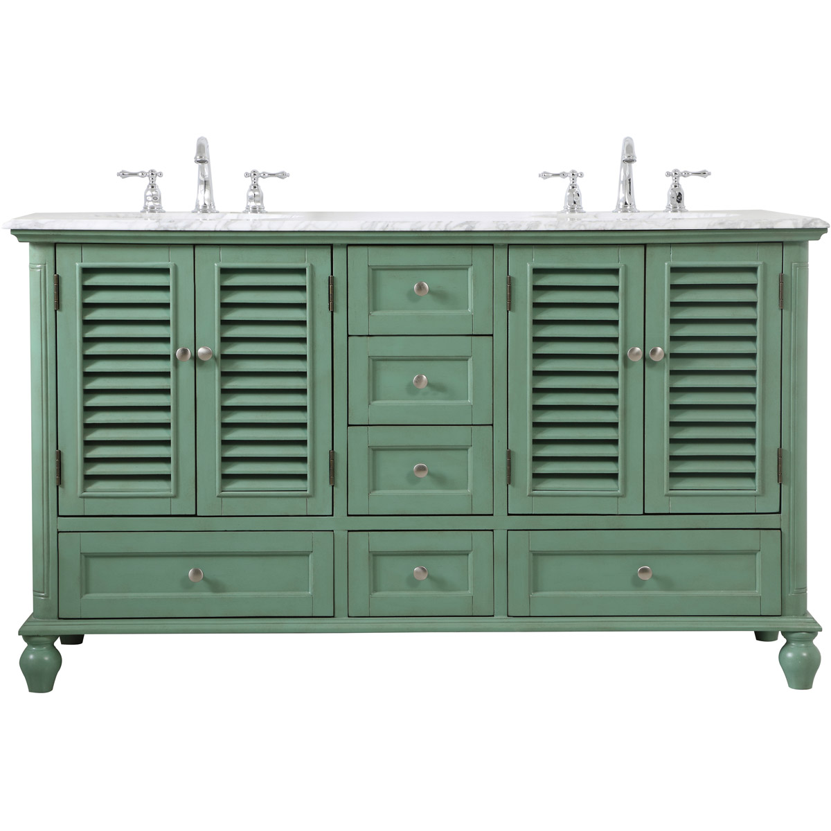 Elegant Lighting VF30560DVM Rhodes 60 X 60 X 35 inch Vintage Mint and Brushed Nickel Vanity Sink Set