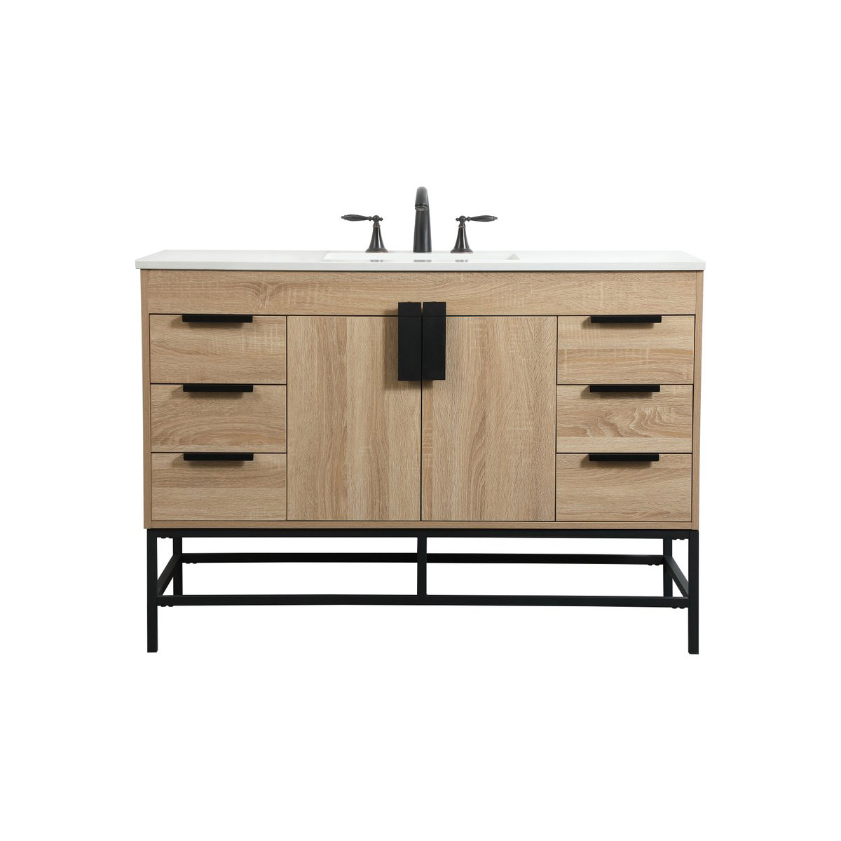 Elegant Lighting VF488W48MW Eugene 48 X 22 X 33.5 inch Mango Wood Vanity Sink Set in Not Included