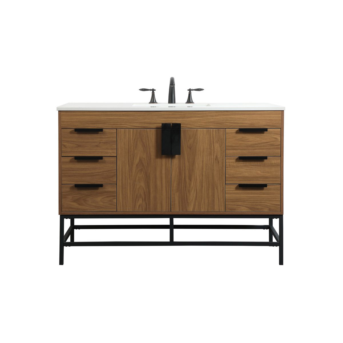 Elegant Lighting VF488W48WB Eugene 48 X 22 X 33.5 inch Walnut Brown Vanity Sink Set in Not Included