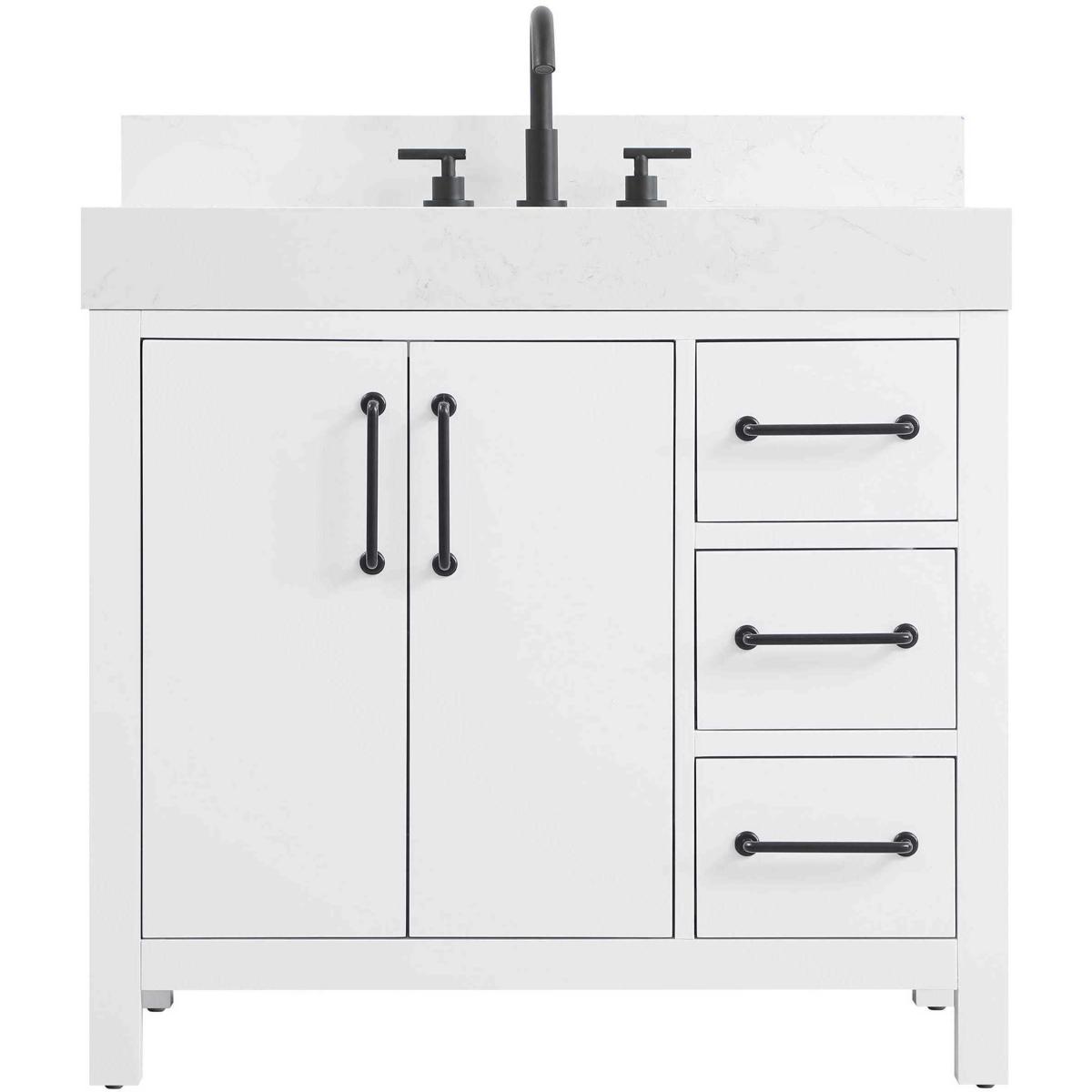 Elegant Lighting VF60636WH-BS Nathan 36 X 34 inch White Bathroom Vanity Cabinet in Included