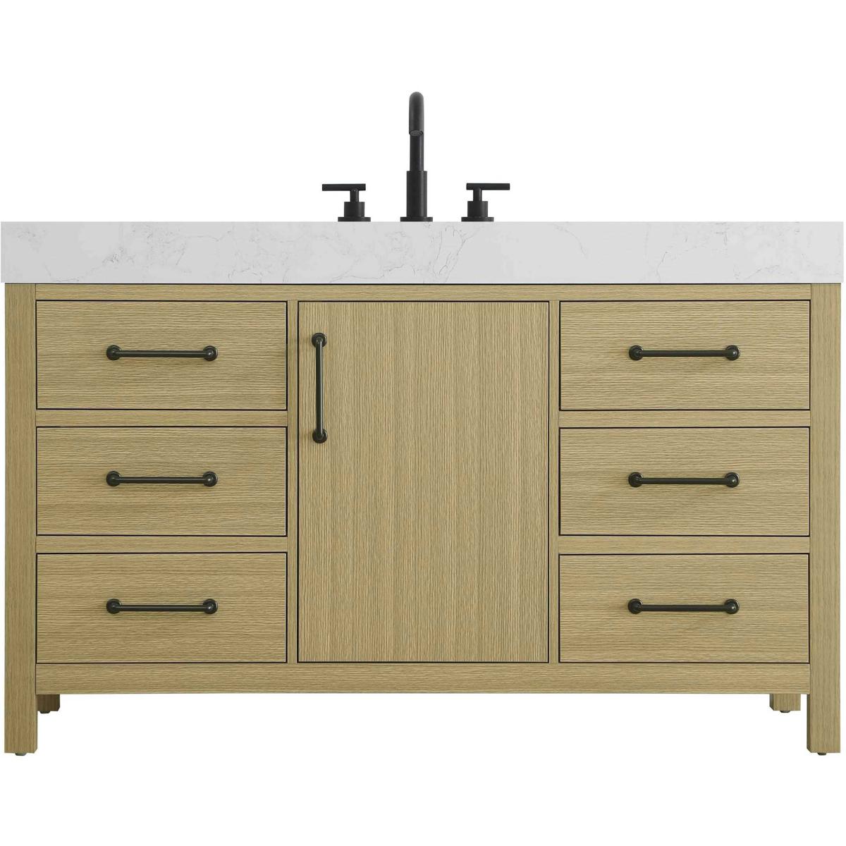 Elegant Lighting VF60654MHB Nathan 54 X 34 inch Honey Brown Bathroom Vanity Cabinet in 1