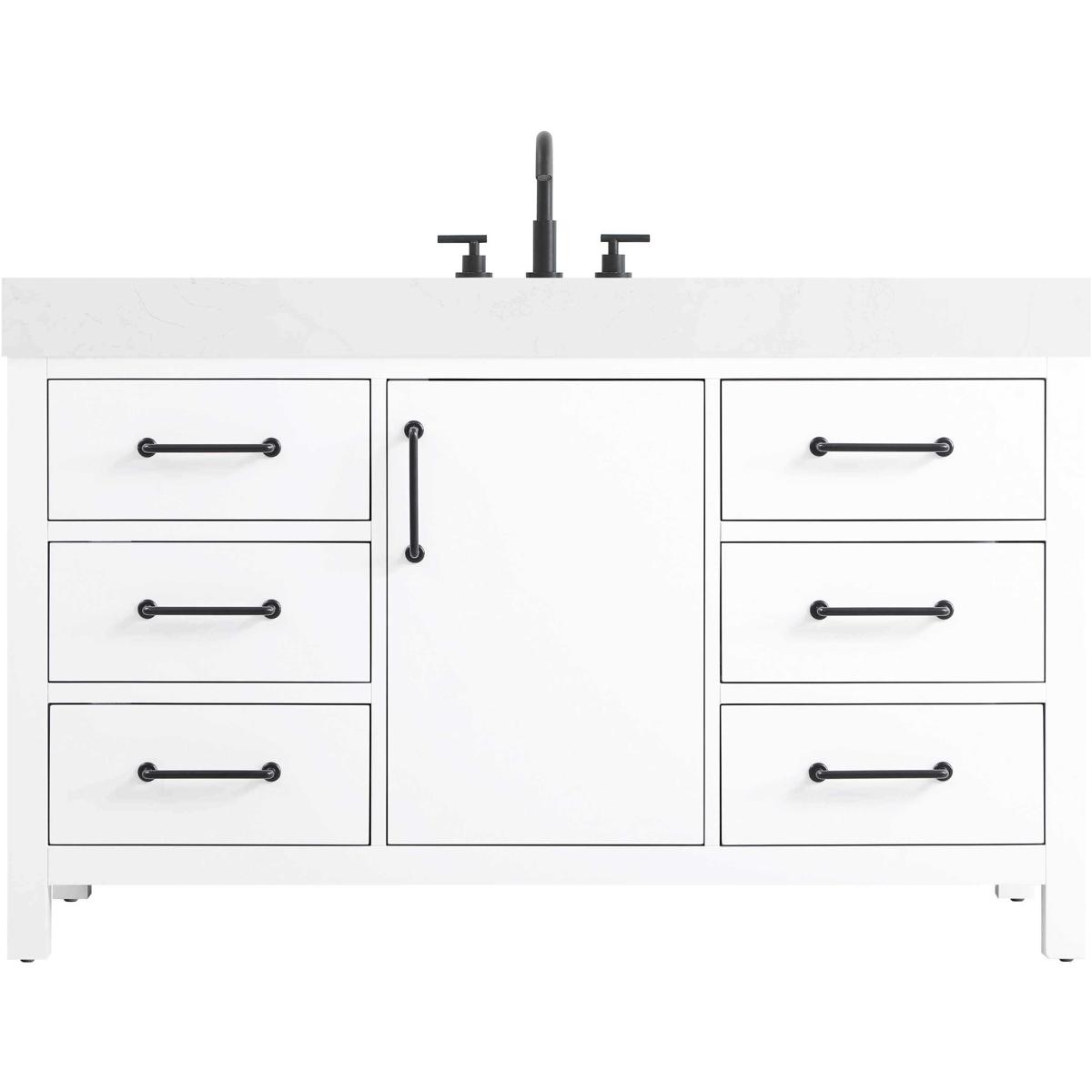 Elegant Lighting VF60654WH Nathan 54 X 34 inch White Bathroom Vanity Cabinet in 1