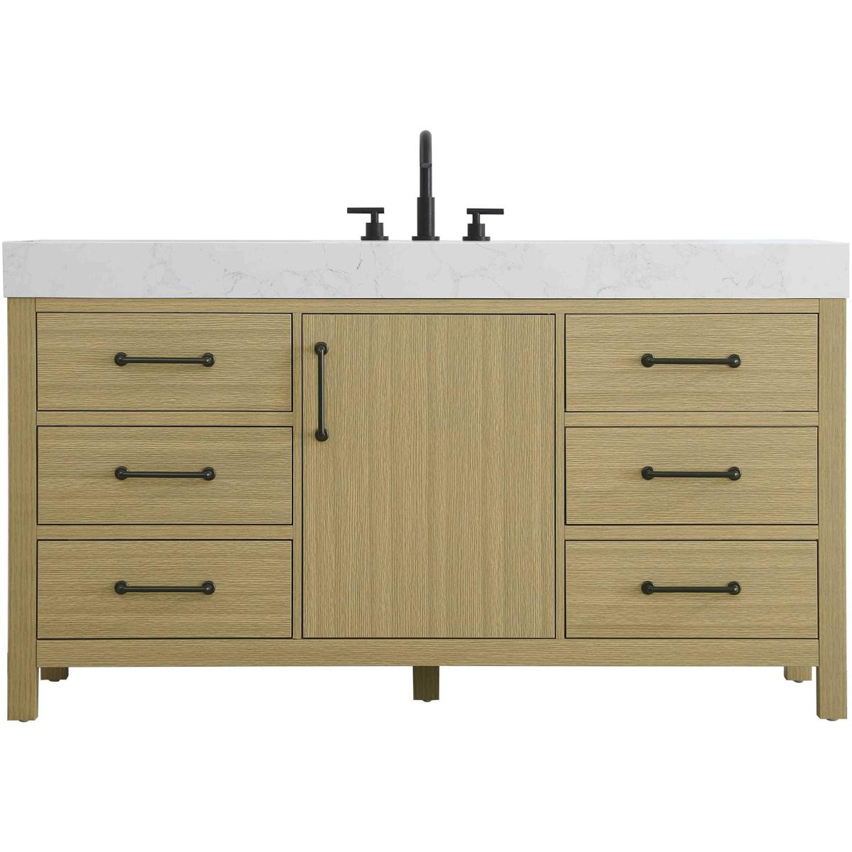 Elegant Lighting VF60660MHB Nathan 60 X 34 inch Honey Brown Bathroom Vanity Cabinet