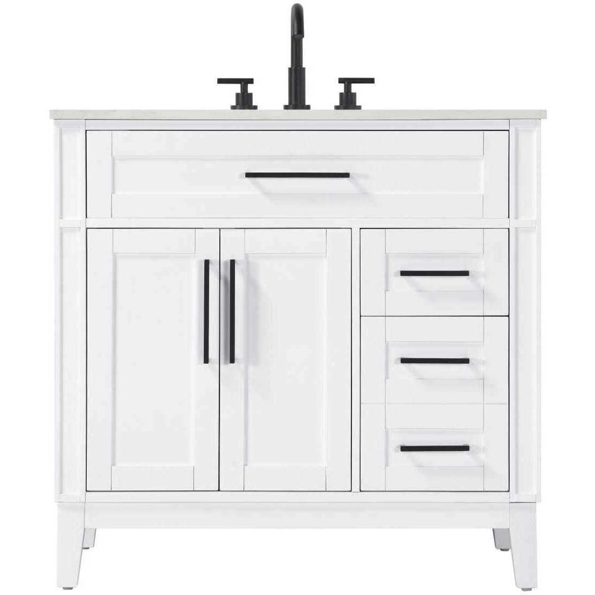 Elegant Lighting VF82536WH Virginia 36 X 35 inch White Bathroom Vanity Cabinet