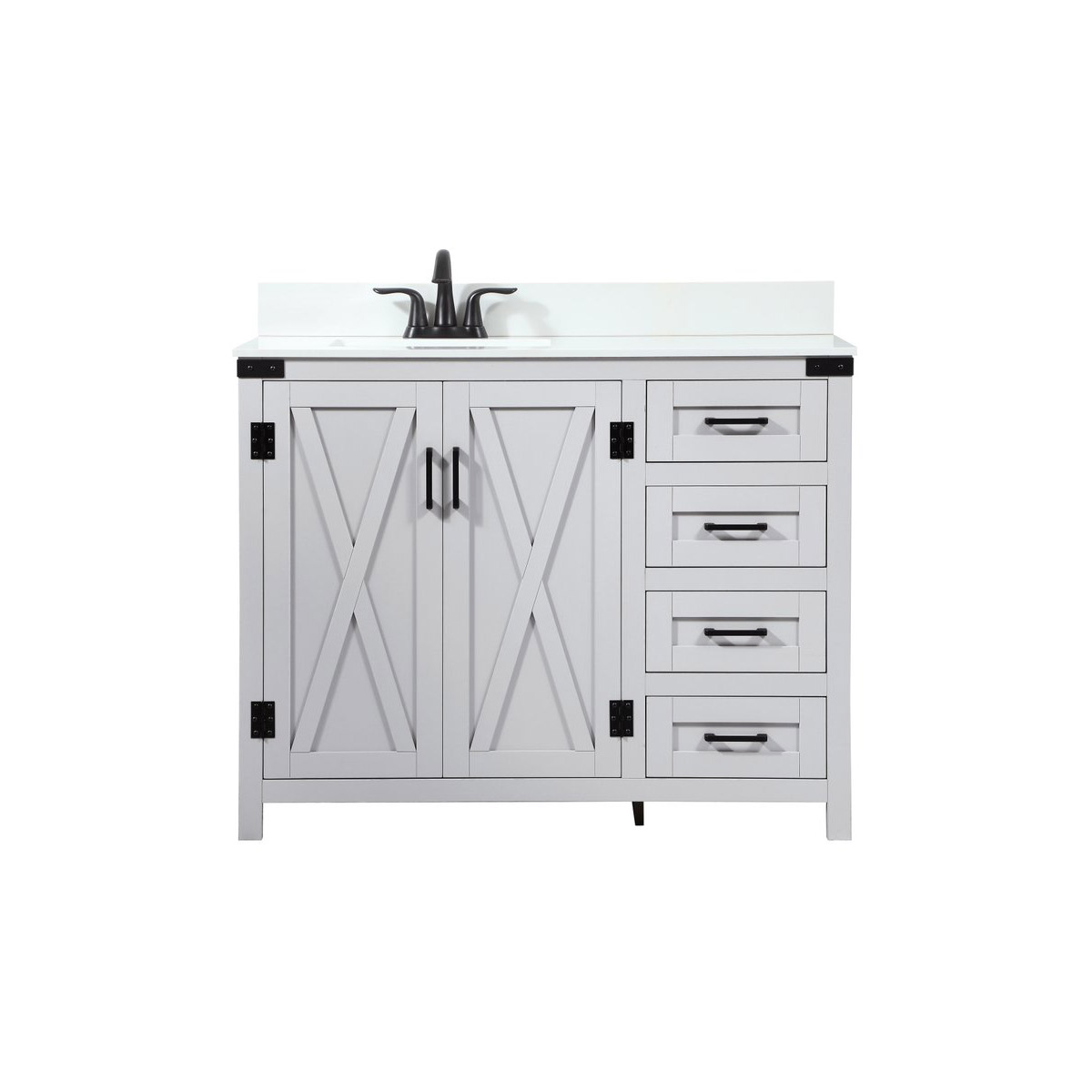 Elegant Lighting VF90242GR-BS Grant 42 X 19 X 34 inch Grey Vanity Sink Set in Included
