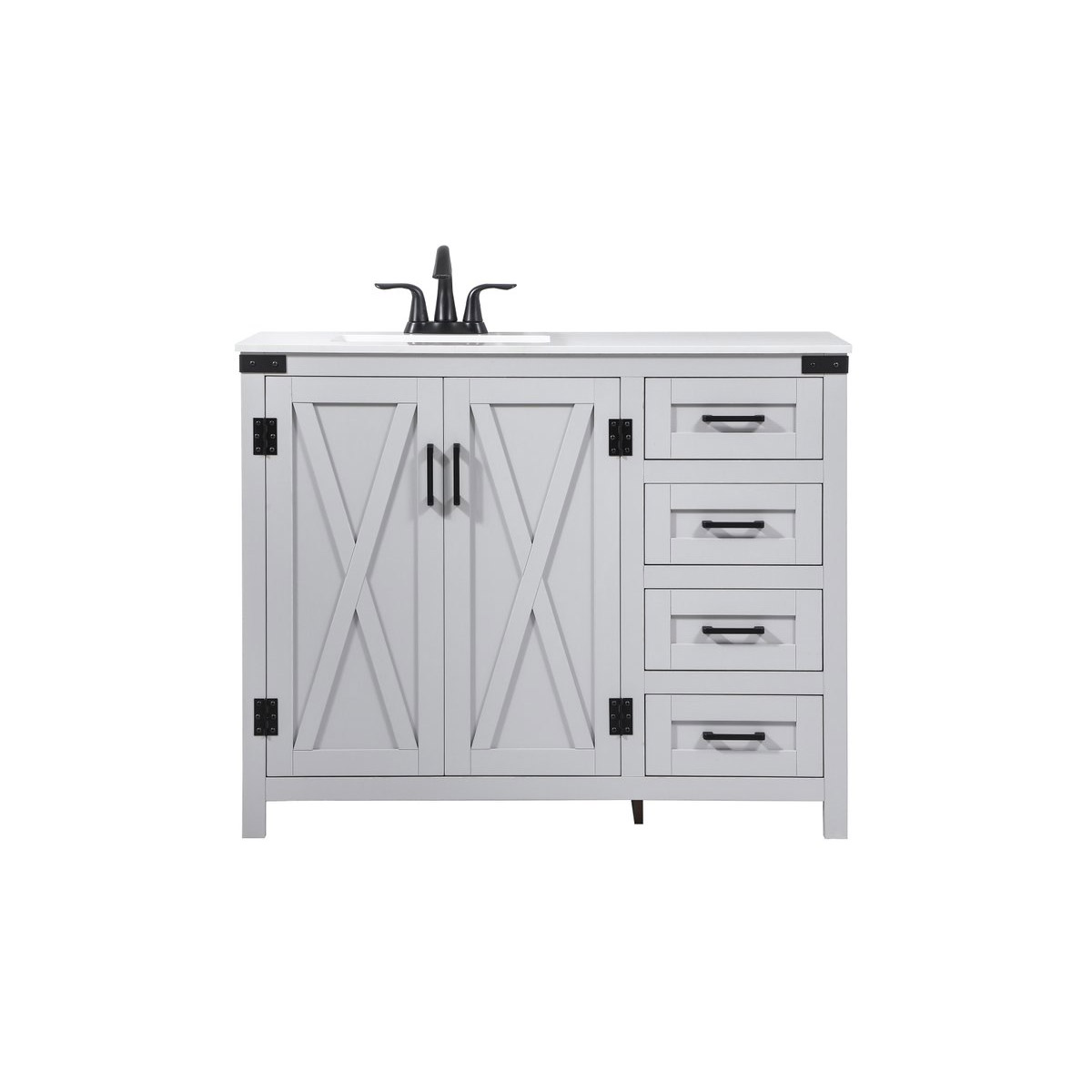 Elegant Lighting VF90242GR Grant 42 X 19 X 34 inch Grey Vanity Sink Set in Not Included