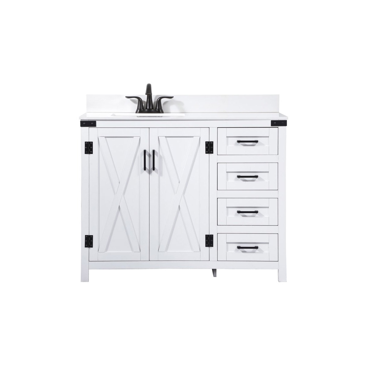 Elegant Lighting VF90242WH-BS Grant 42 X 19 X 34 inch White Vanity Sink Set in Included