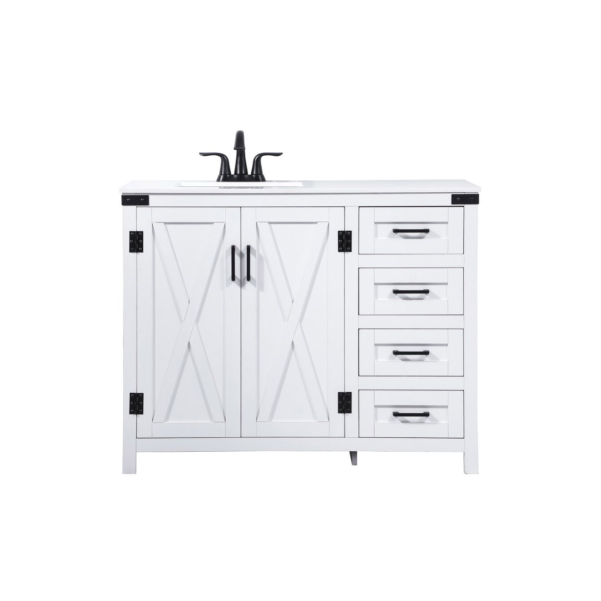 Elegant Lighting VF90242WH Grant 42 X 19 X 34 inch White Vanity Sink Set in Not Included