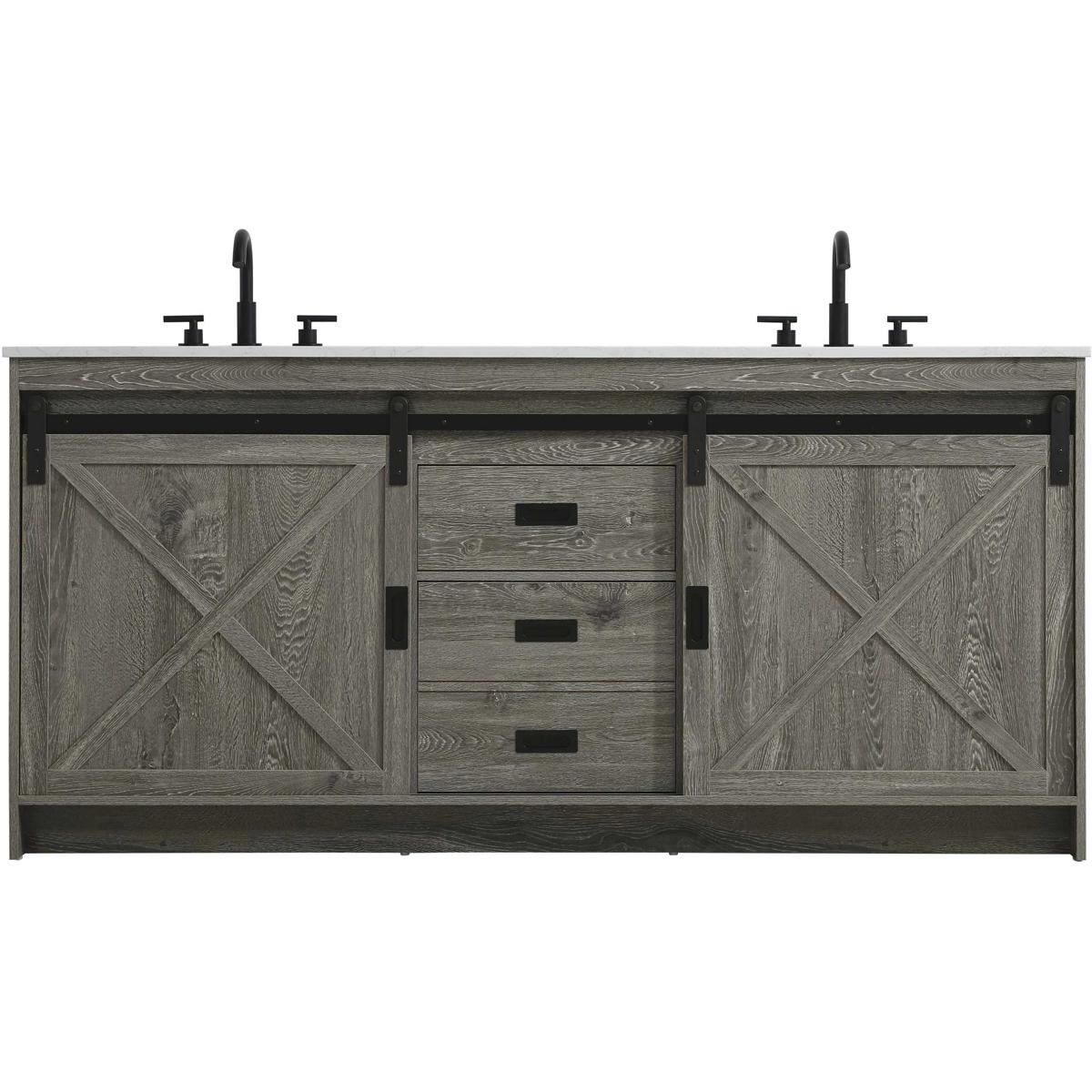 Elegant Lighting VF90572DRG Austin 72 X 34 inch Rustic Grey Bathroom Vanity Cabinet