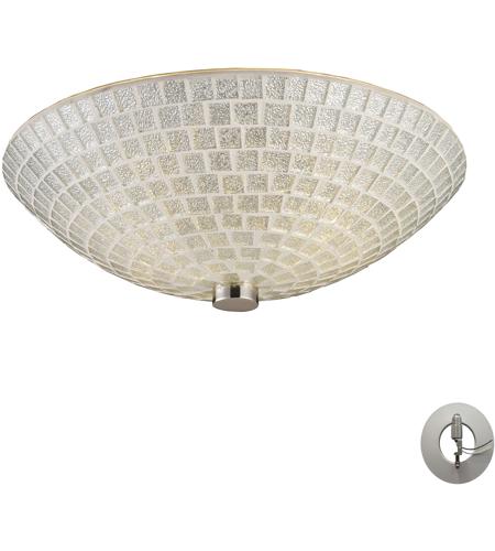 Fusion 2 Light 12 Inch Satin Nickel Semi Flush Mount Ceiling Light In Silver Mosaic Glass Recessed Adapter Kit