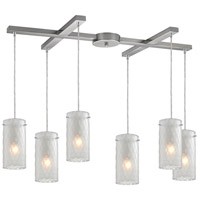 ELK 10243/6FC Synthesis 6 Light 33 inch Satin Nickel Pendant Ceiling Light in Frosted Clear Glass photo