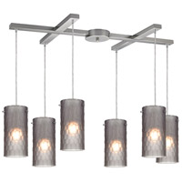 ELK 10243/6FSM Synthesis 6 Light 33 inch Satin Nickel Pendant Ceiling Light in Frosted Smoke Glass photo